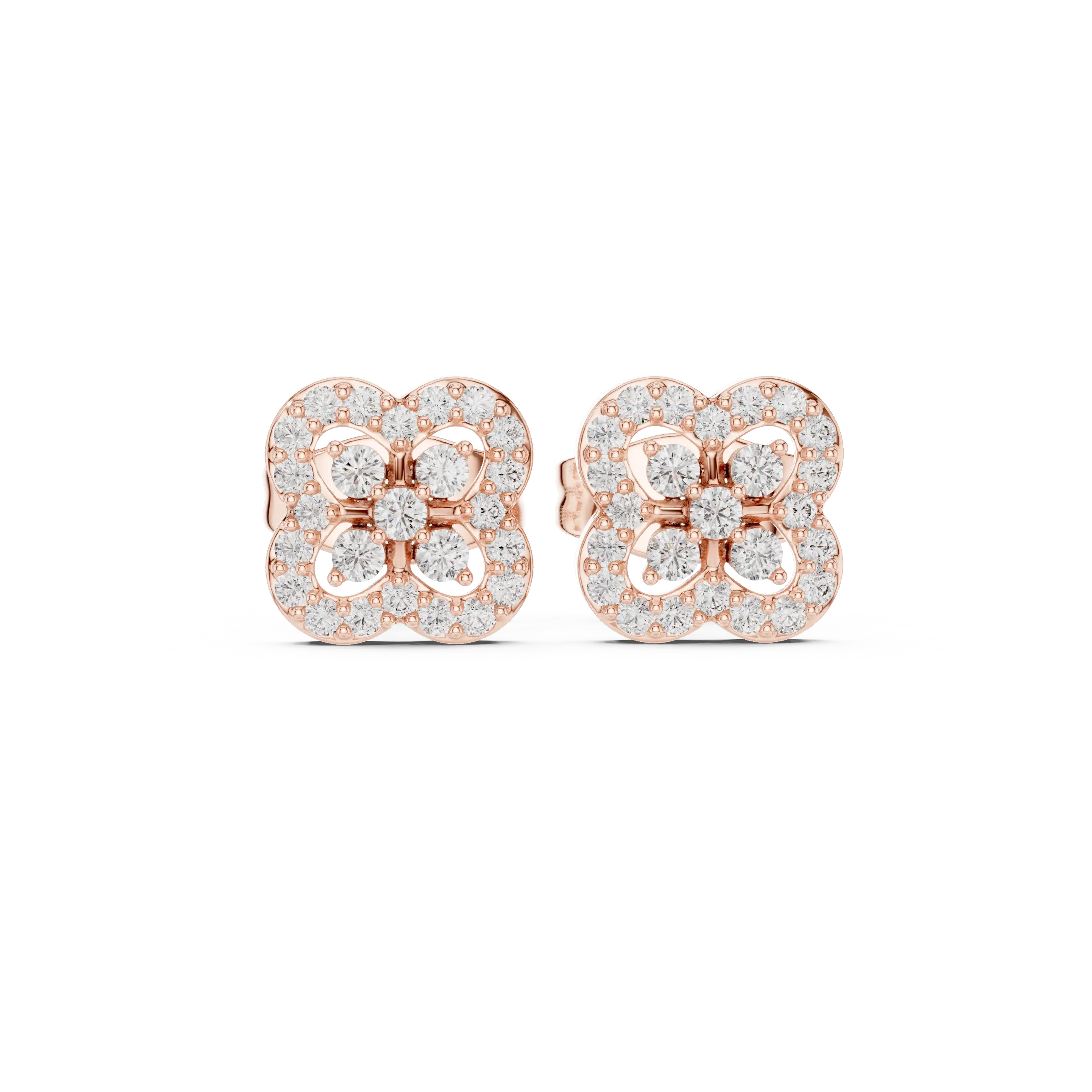 MJER74 - Quatrefoil Bloom Diamond-Accent Studs