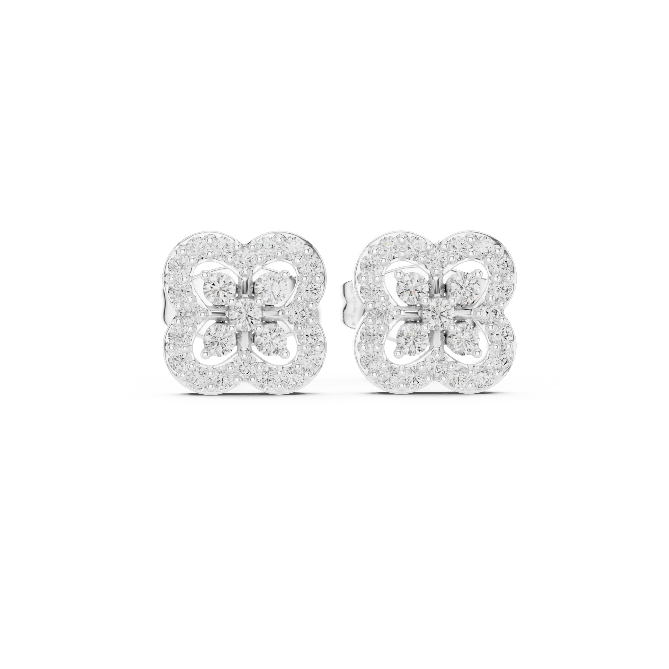 MJER74 - Quatrefoil Bloom Diamond-Accent Studs