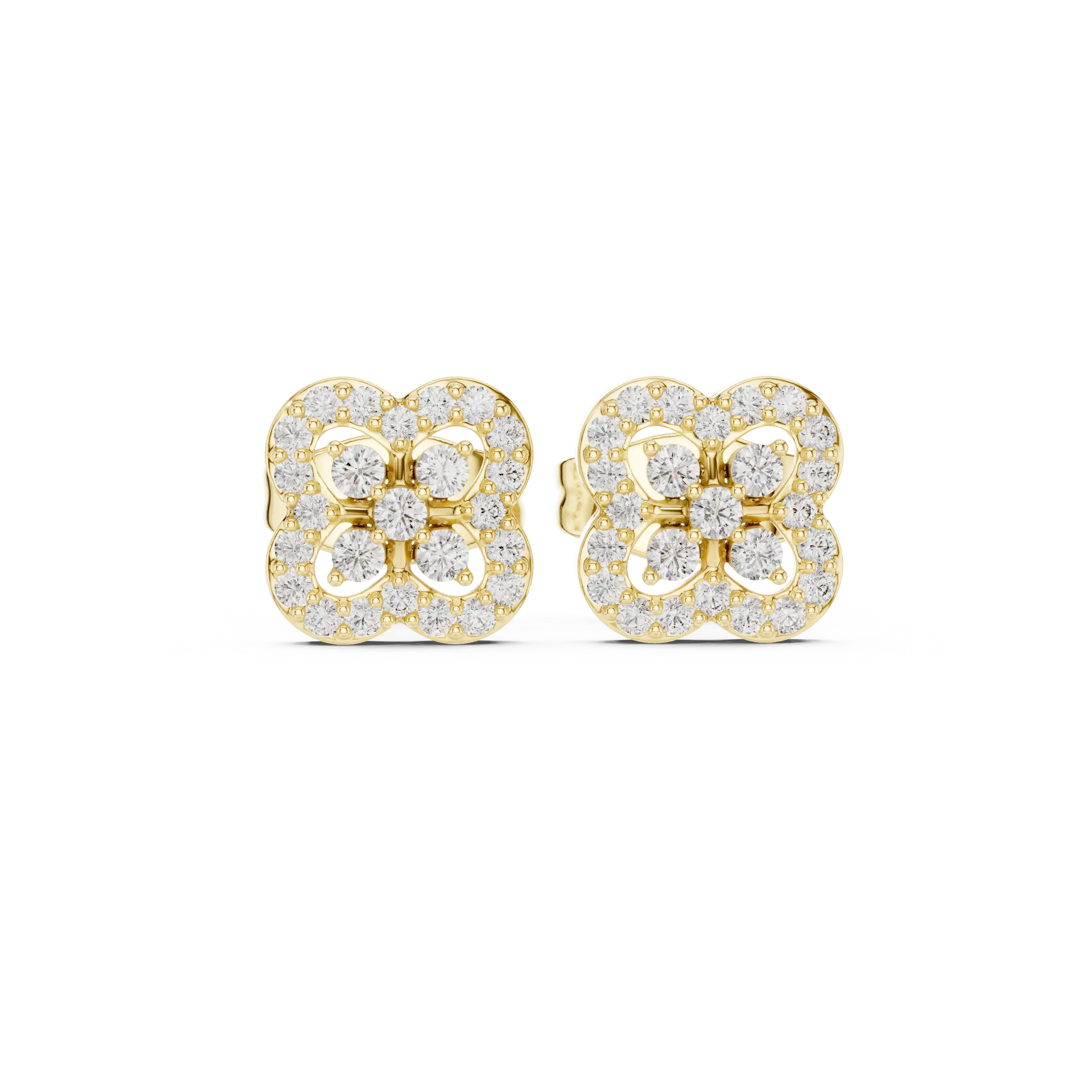 MJER74 - Quatrefoil Bloom Diamond-Accent Studs