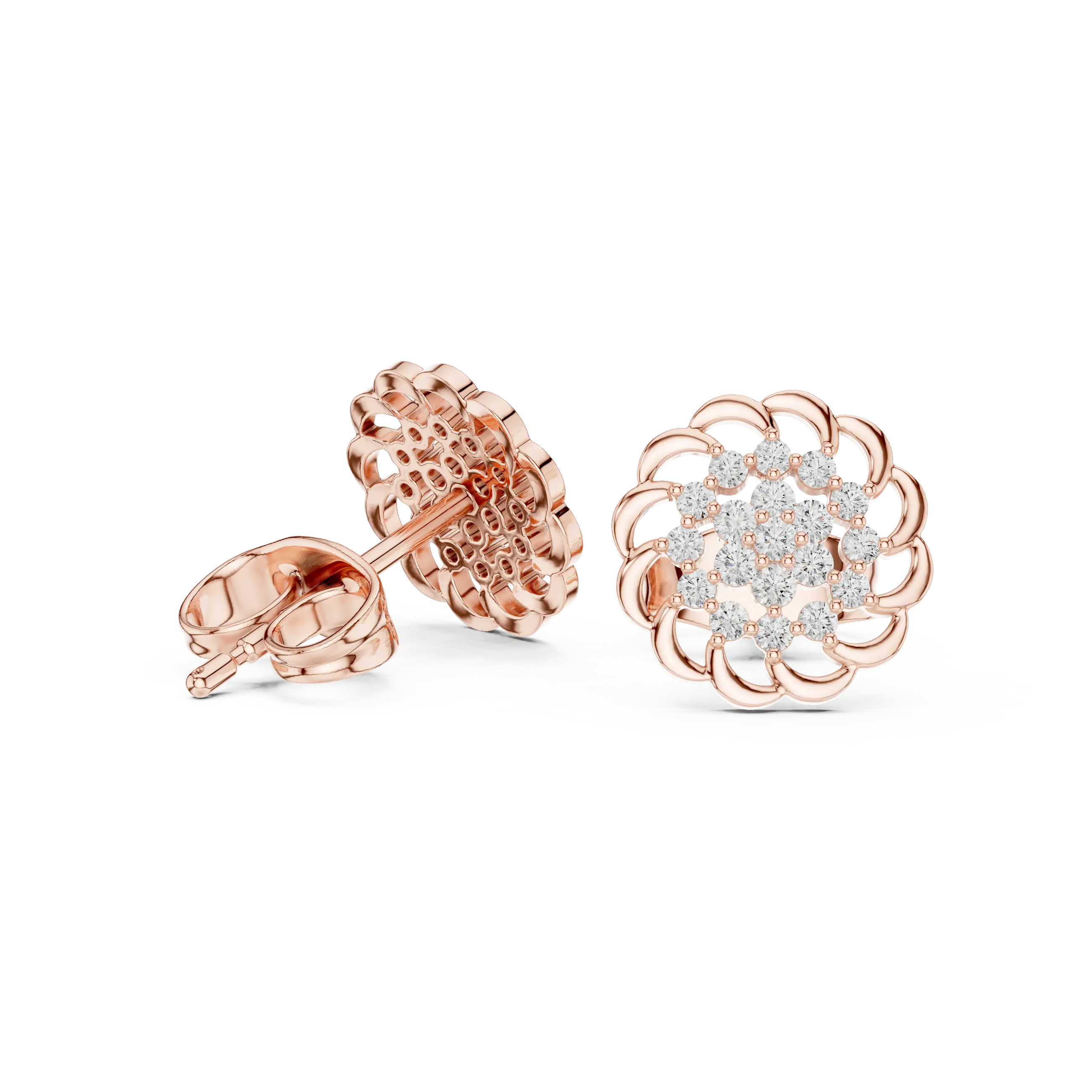 MJER76 - Swirled Floral Cluster Post Earrings