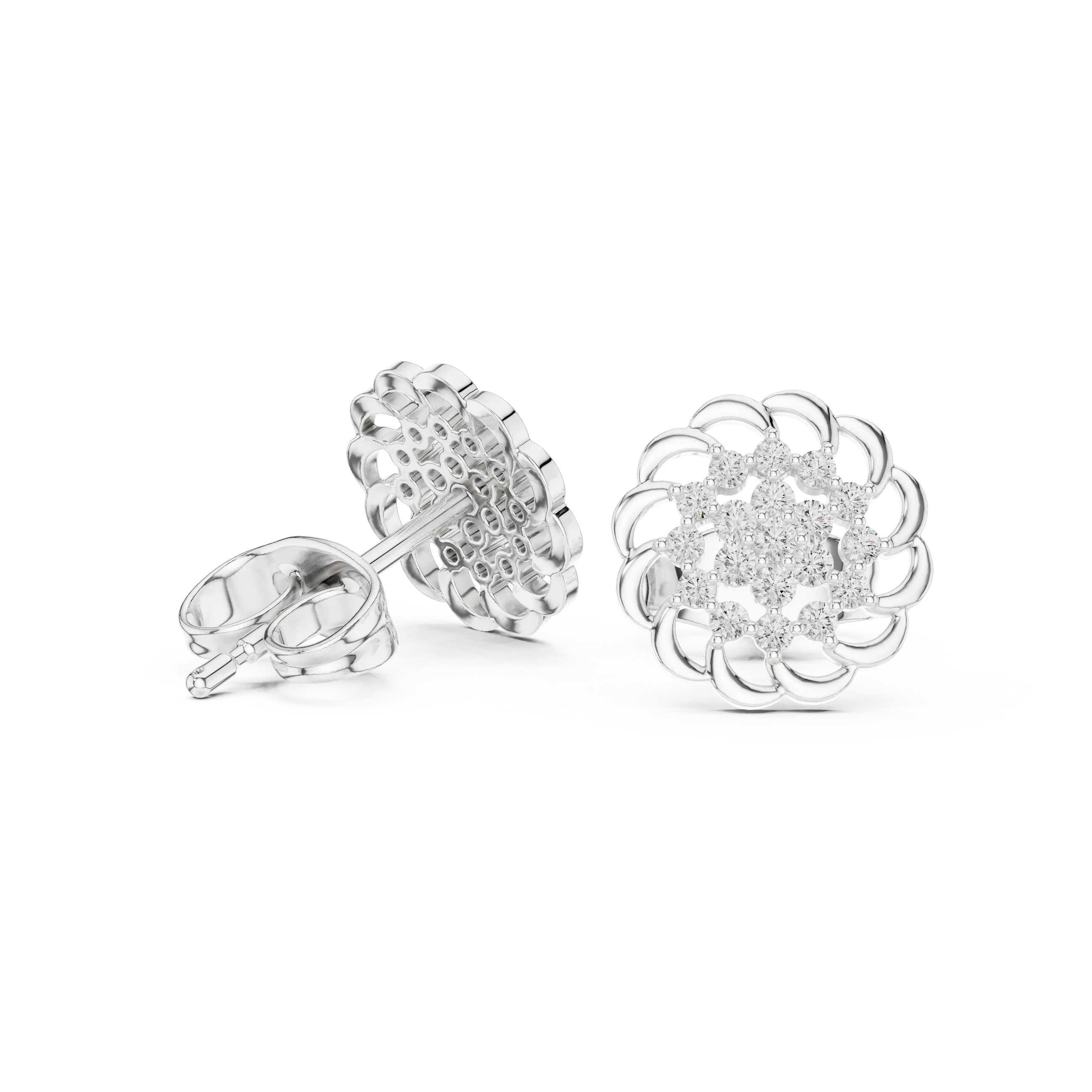 MJER76 - Swirled Floral Cluster Post Earrings