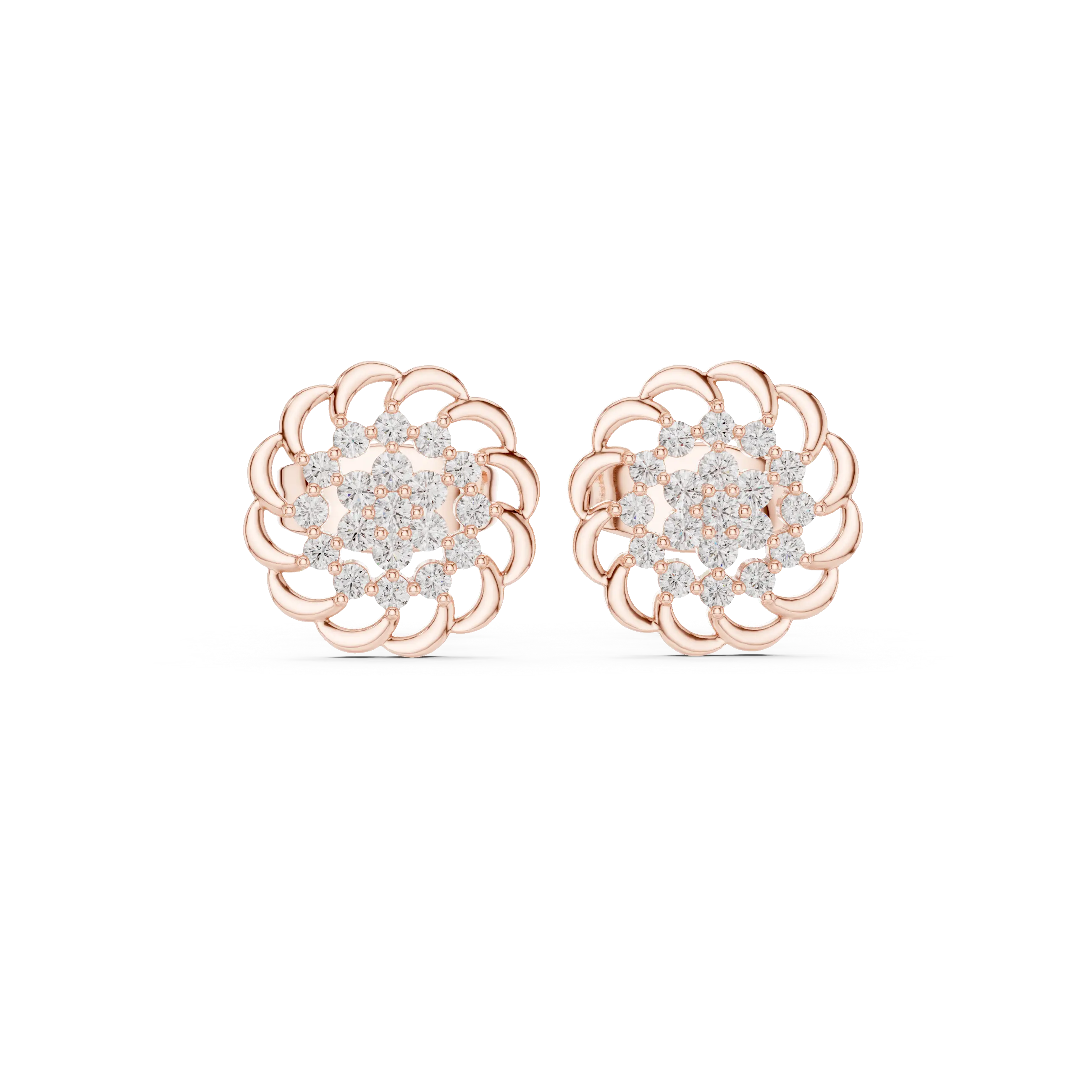 MJER76 - Swirled Floral Cluster Post Earrings