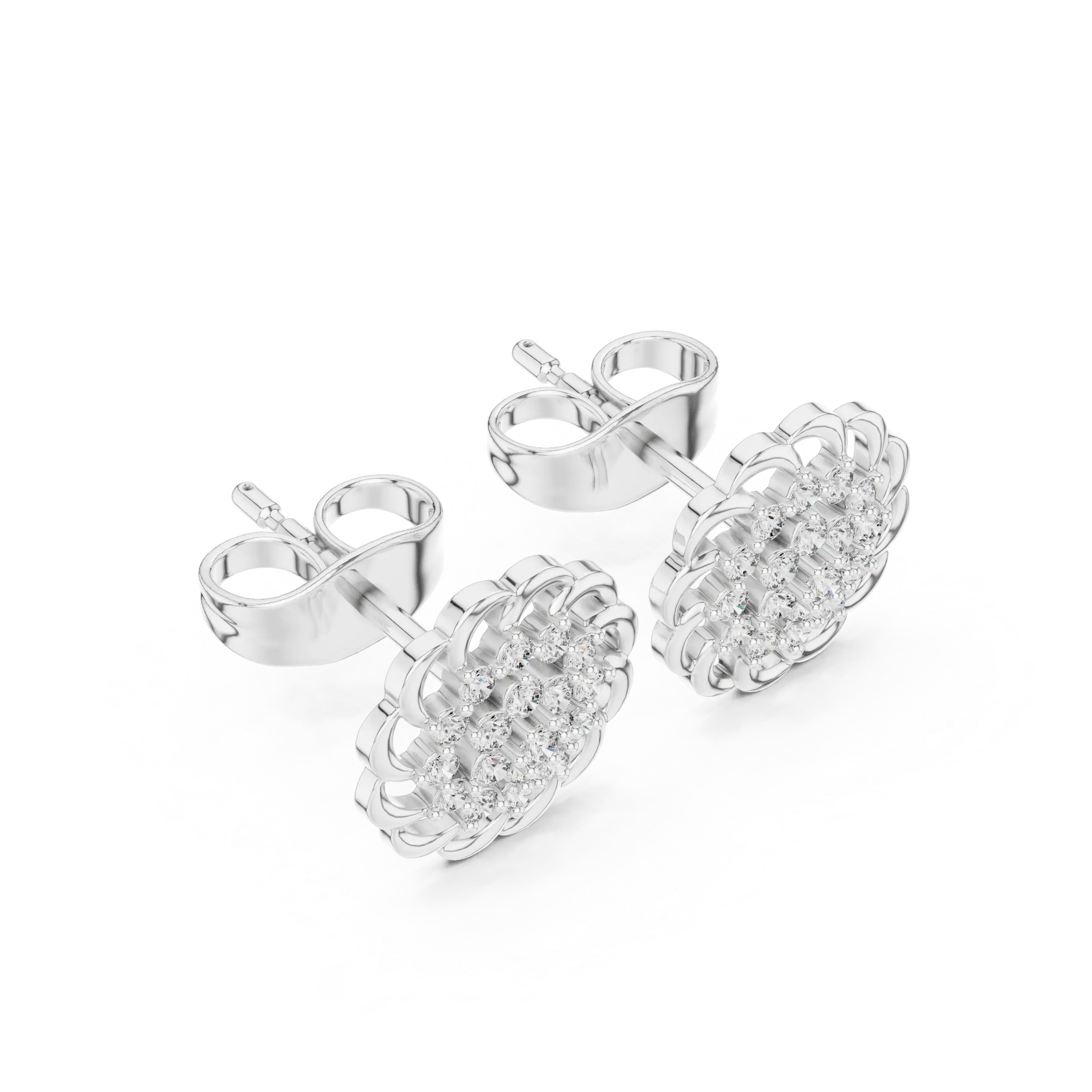 MJER76 - Swirled Floral Cluster Post Earrings