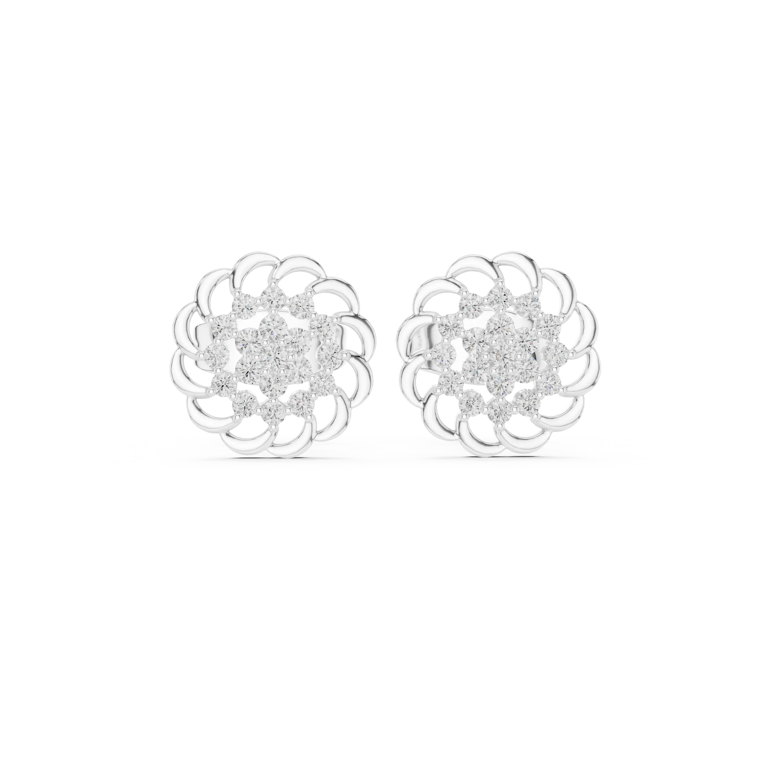 MJER76 - Swirled Floral Cluster Post Earrings
