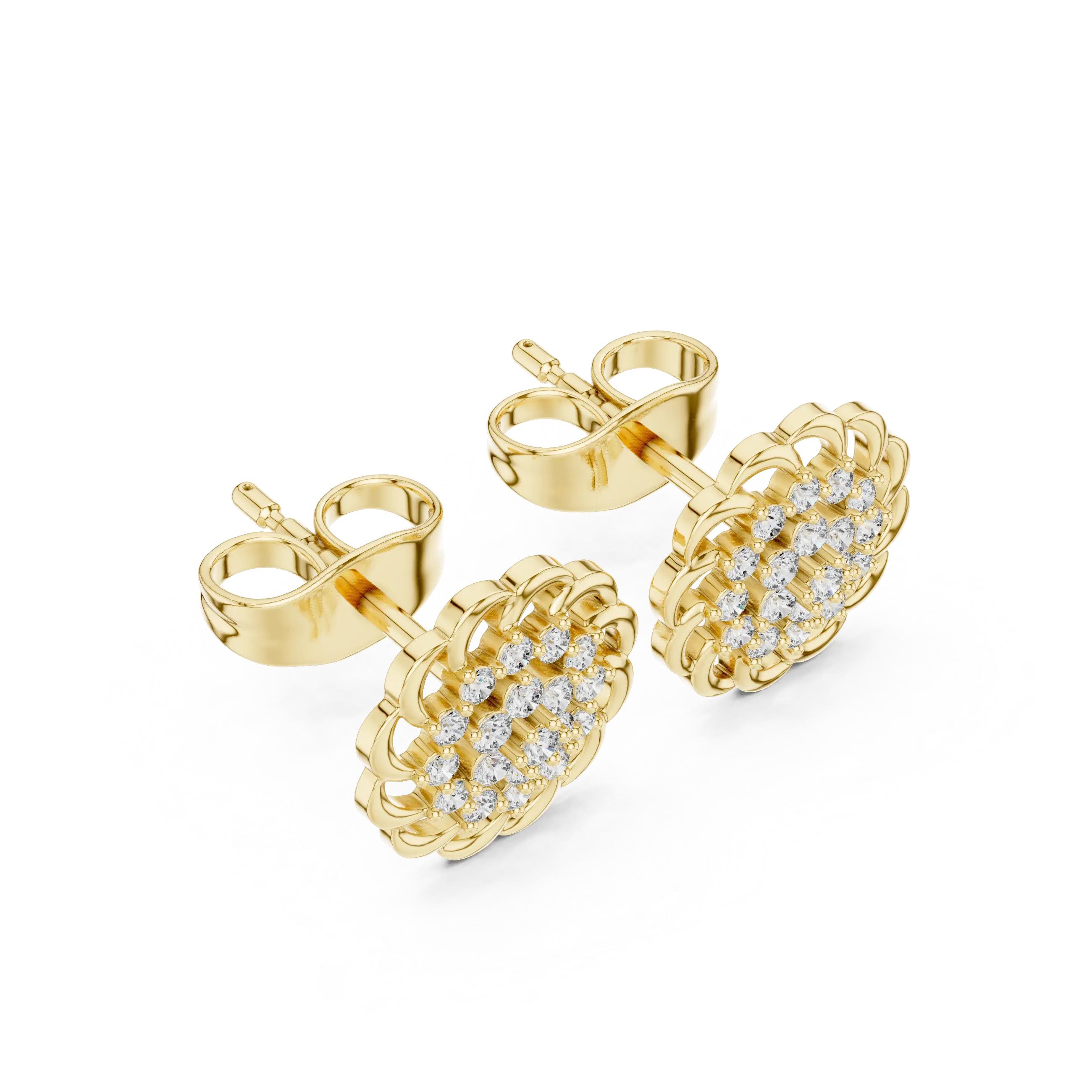 MJER76 - Swirled Floral Cluster Post Earrings