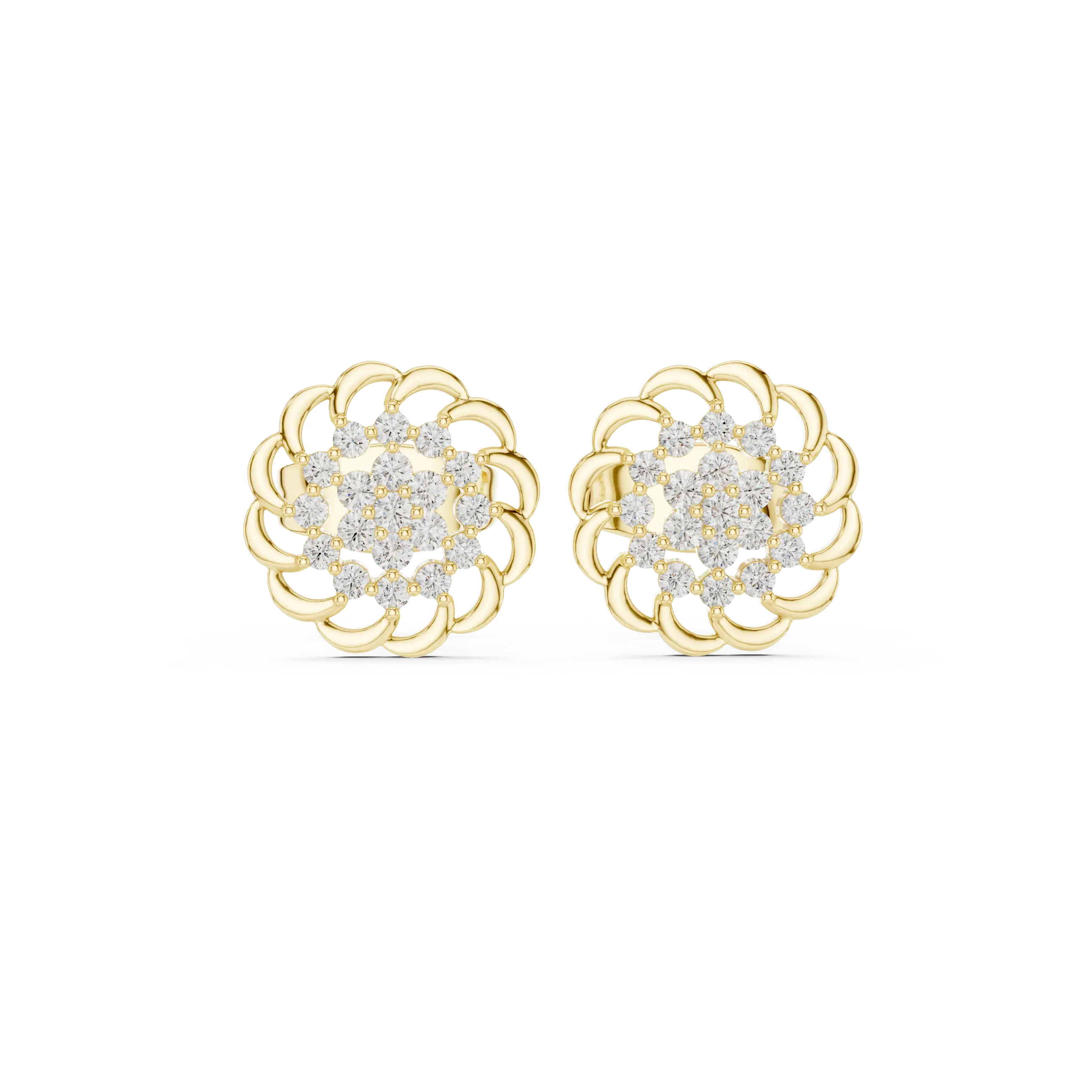 MJER76 - Swirled Floral Cluster Post Earrings