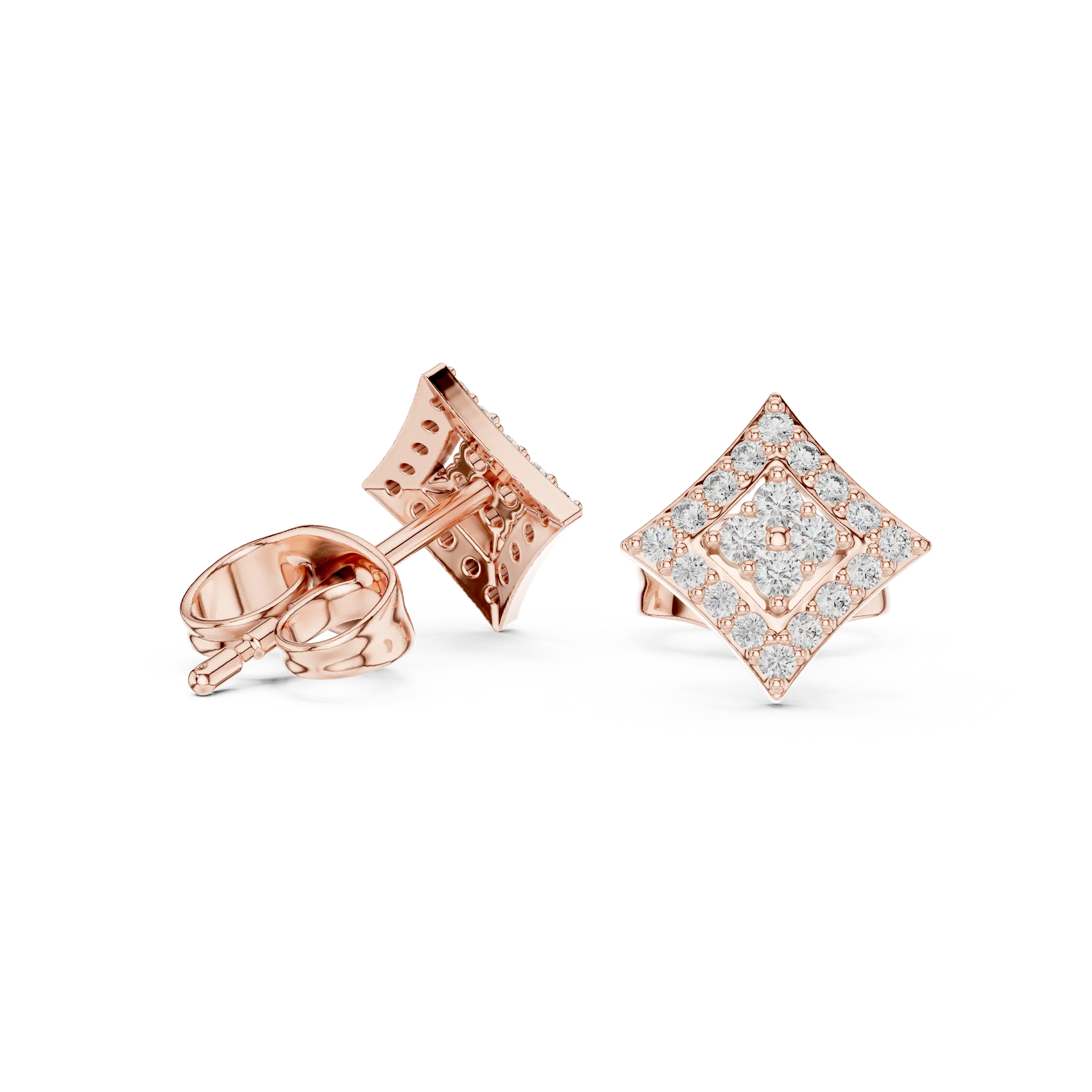 MJER39 - Concentric Rhombus Pavé Studs