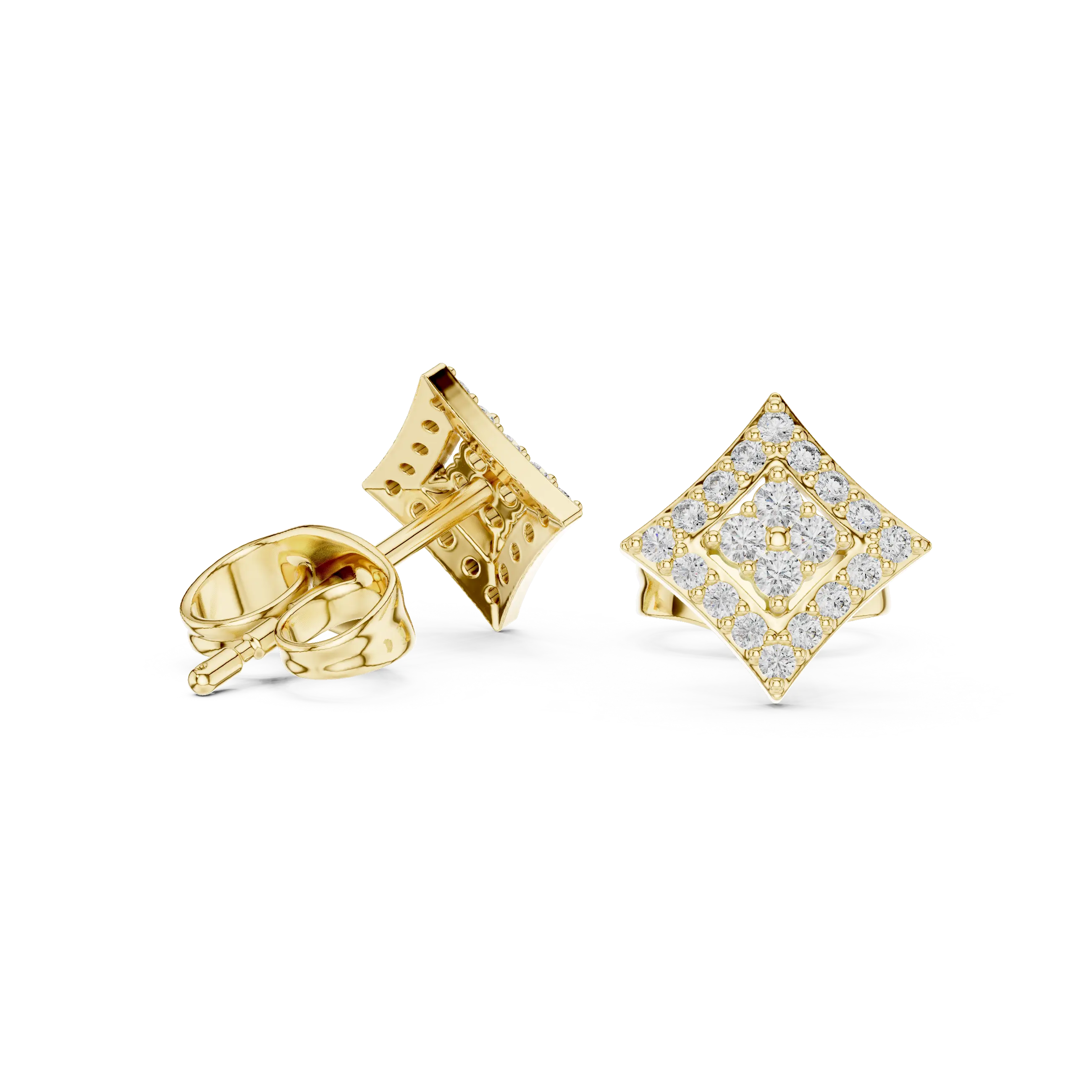 MJER39 - Concentric Rhombus Pavé Studs