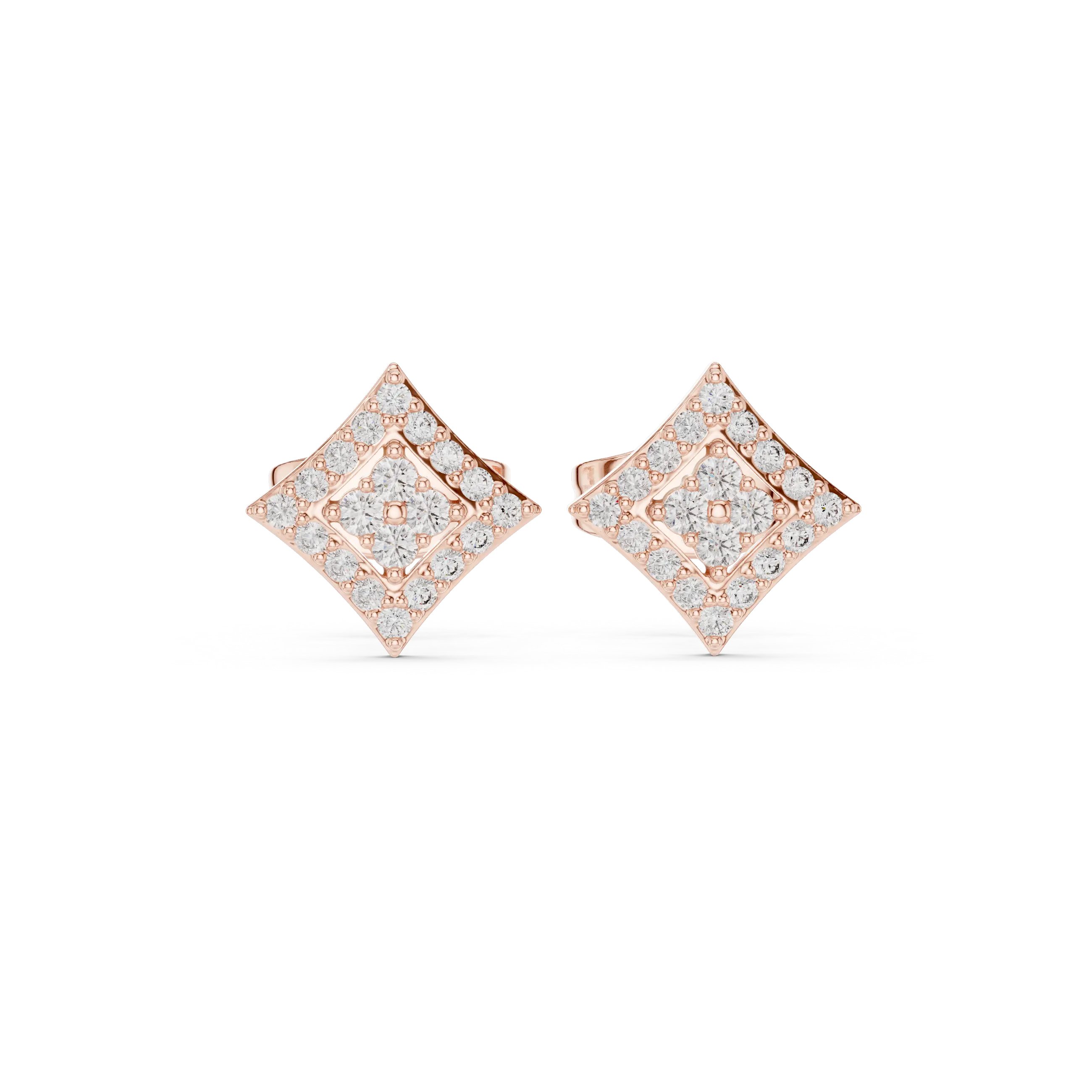 MJER39 - Concentric Rhombus Pavé Studs