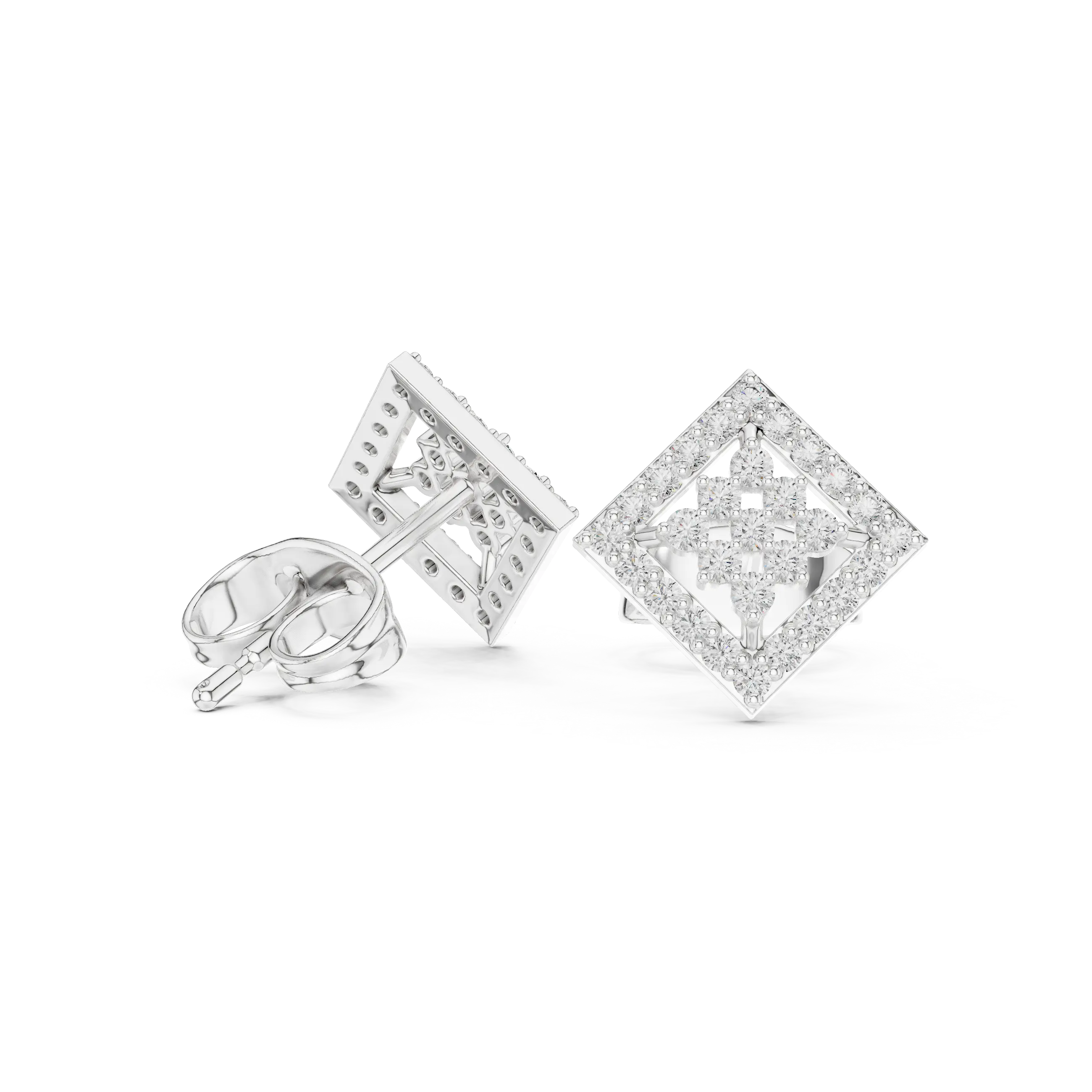 MJER36 - Diamond-Shaped Pavé Cluster Studs