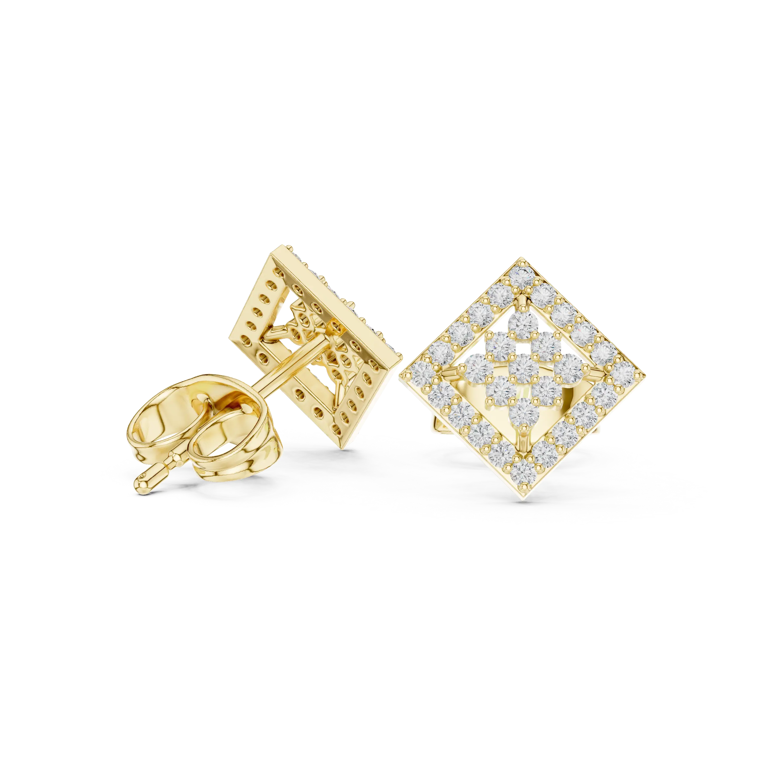 MJER36 - Diamond-Shaped Pavé Cluster Studs
