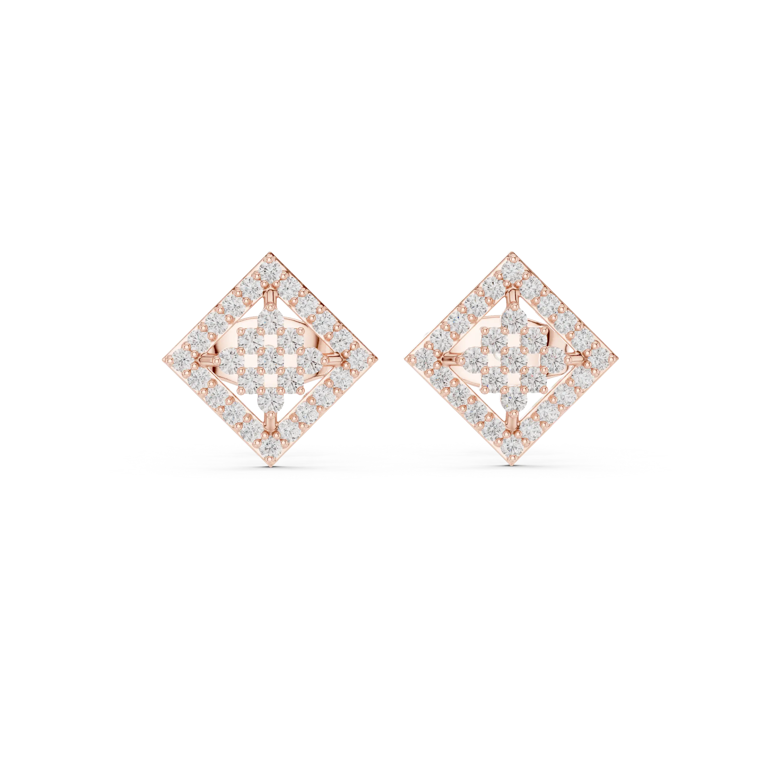 MJER36 - Diamond-Shaped Pavé Cluster Studs