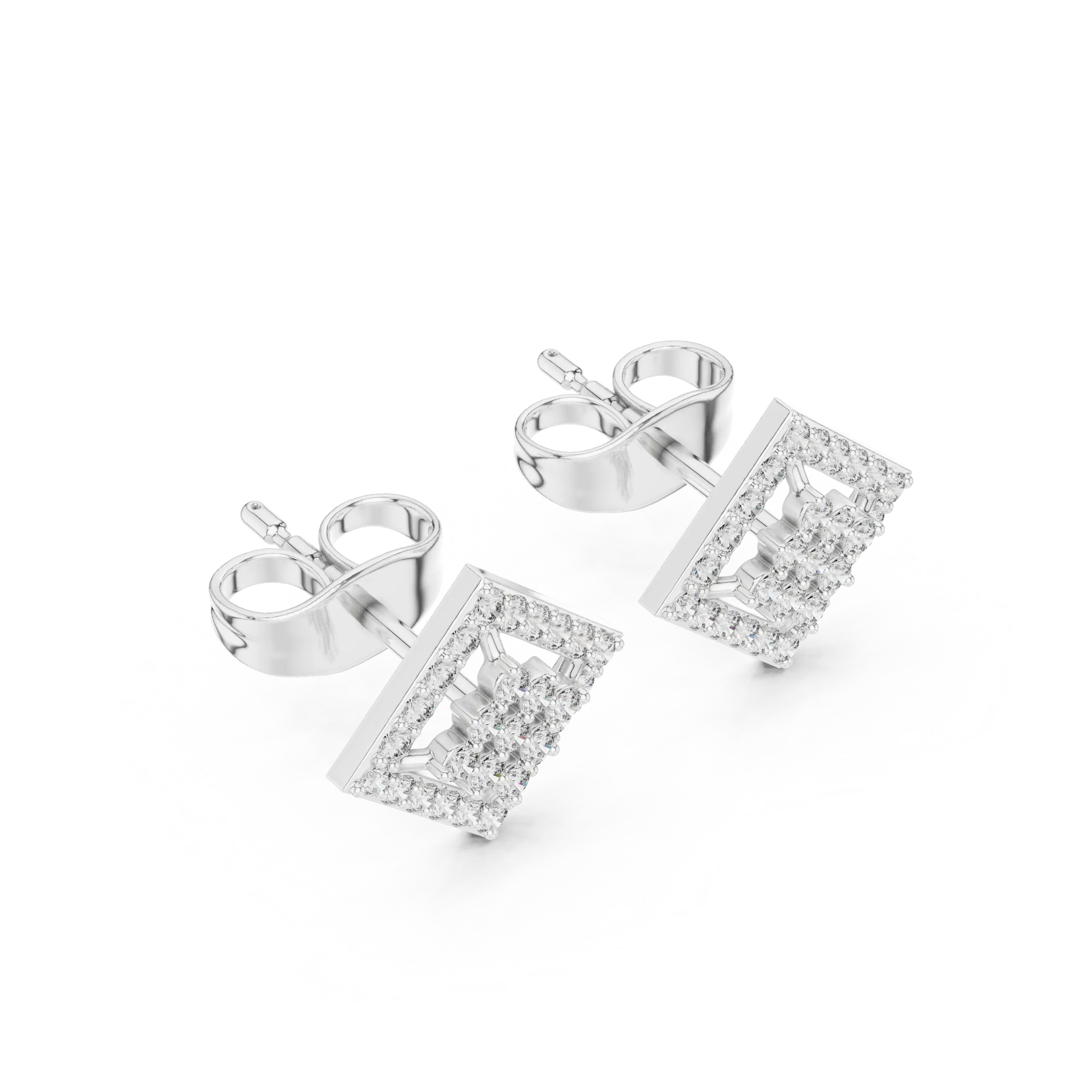 MJER36 - Diamond-Shaped Pavé Cluster Studs