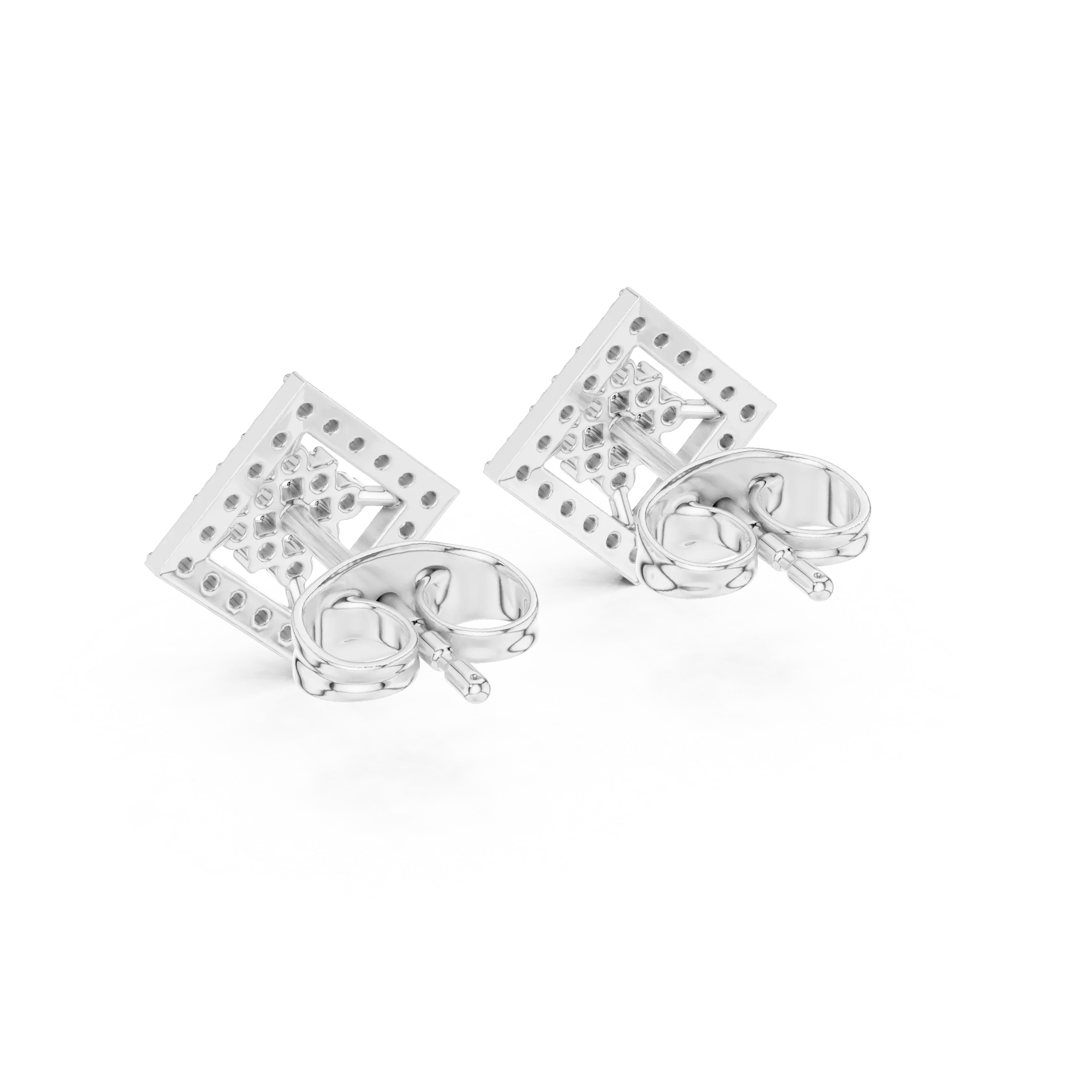 MJER36 - Diamond-Shaped Pavé Cluster Studs
