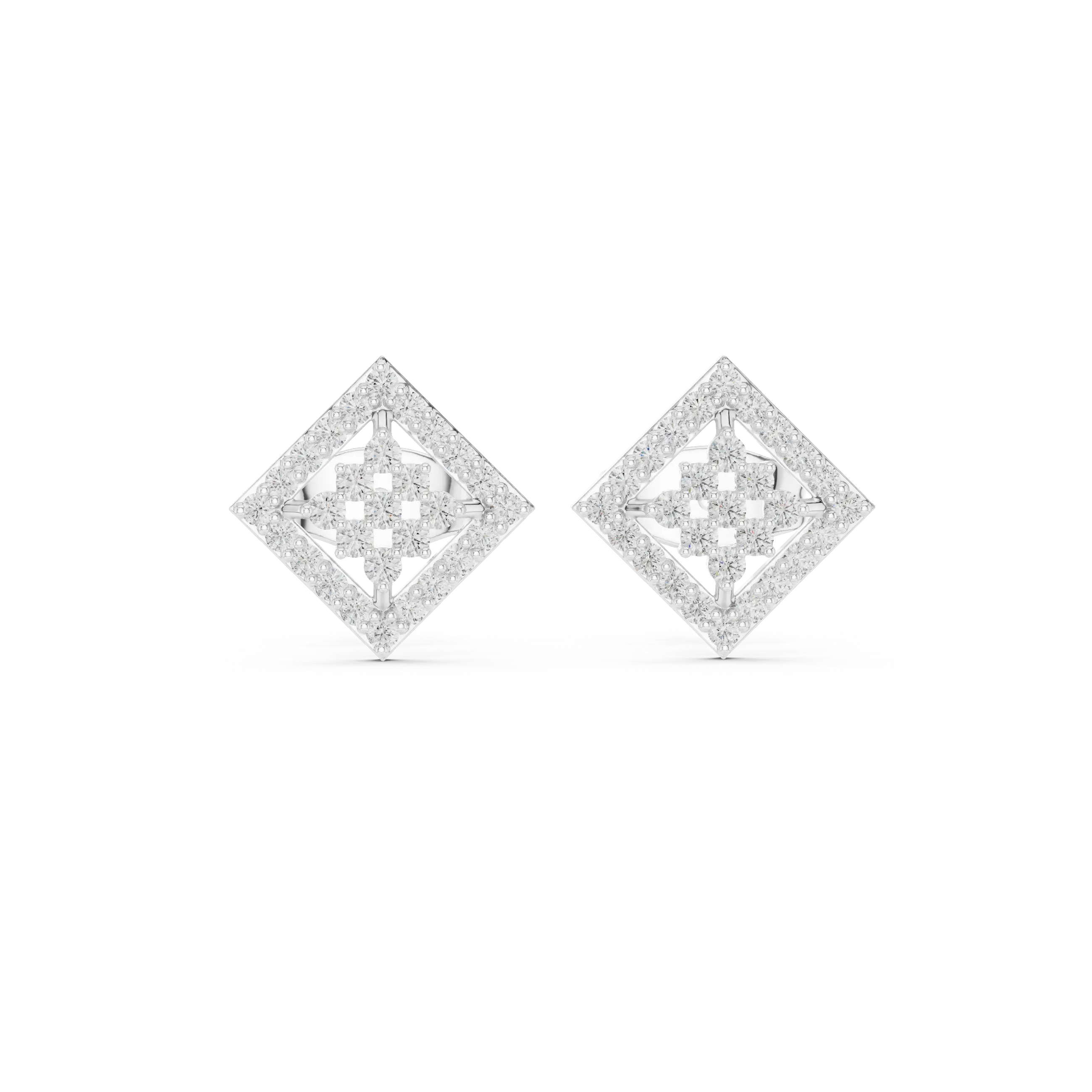 MJER36 - Diamond-Shaped Pavé Cluster Studs