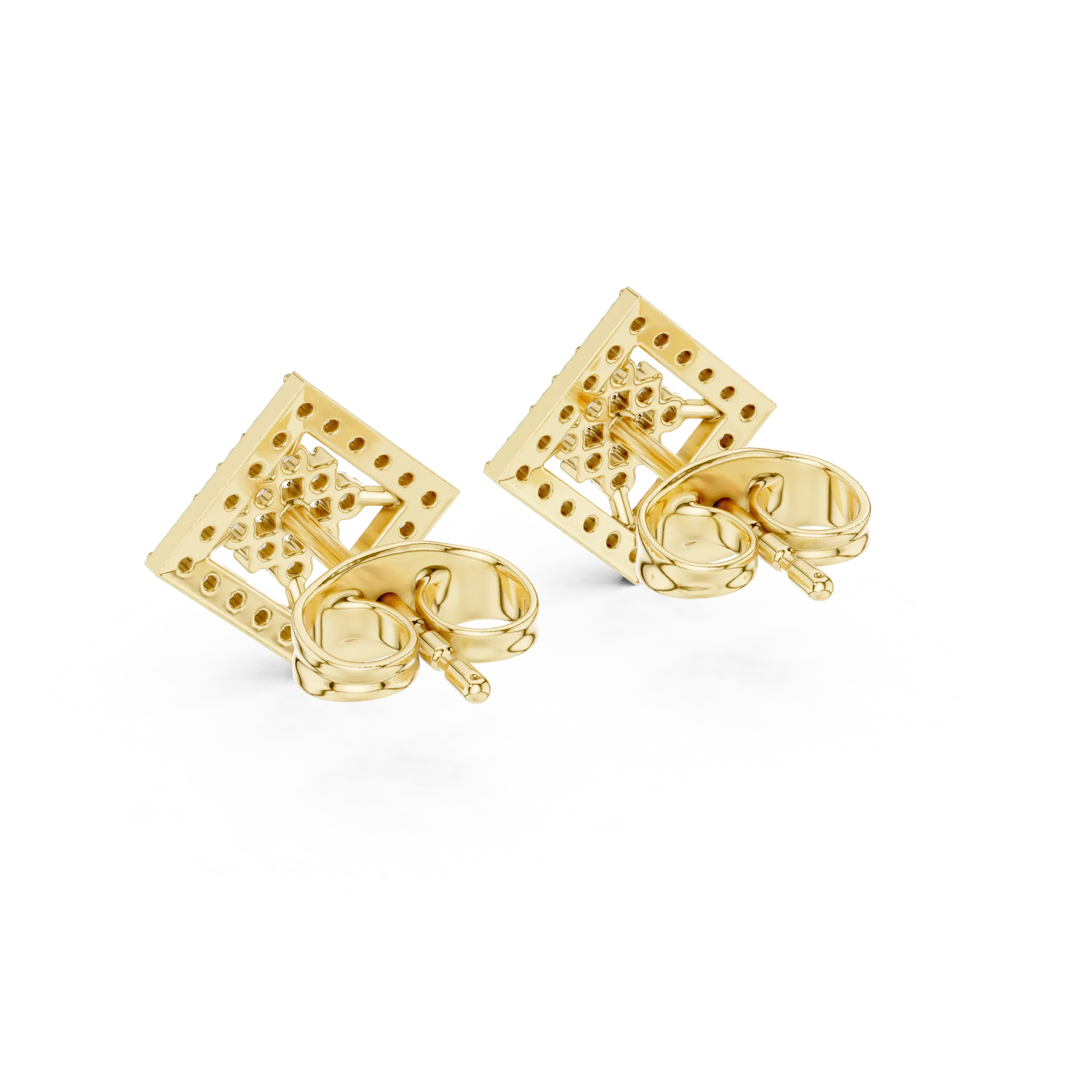 MJER36 - Diamond-Shaped Pavé Cluster Studs