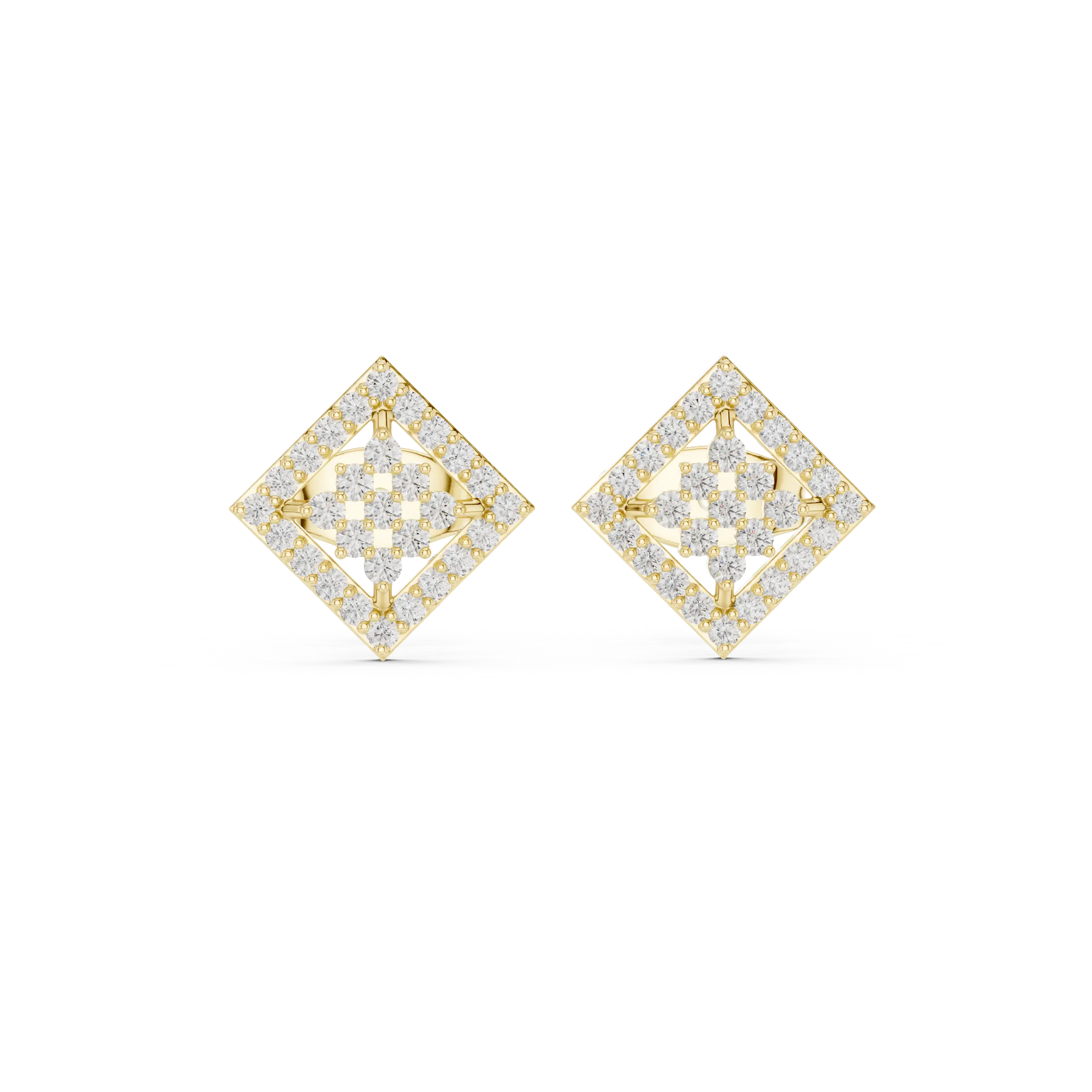 MJER36 - Diamond-Shaped Pavé Cluster Studs