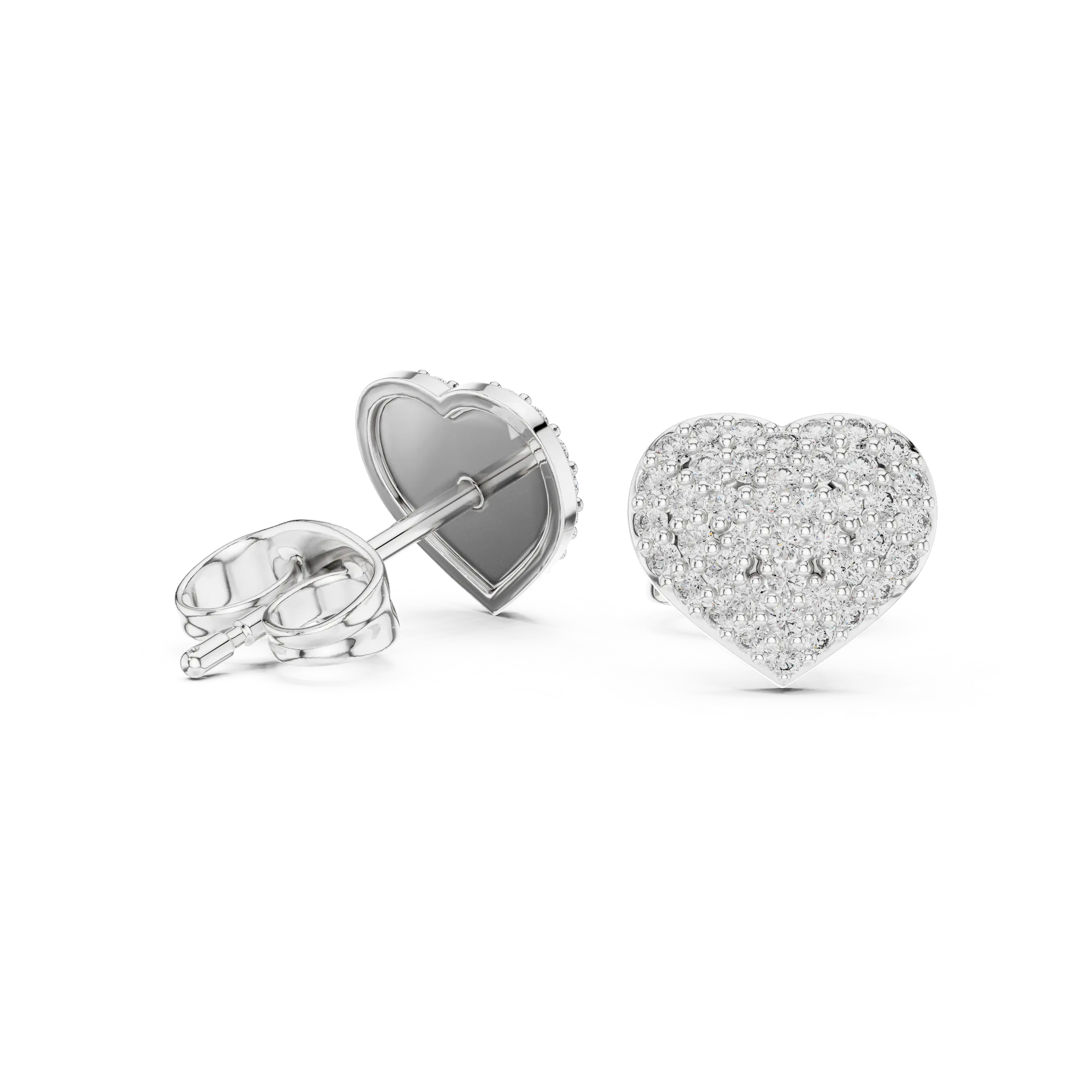MJER77 - Glimmering Puffed Heart Post Earrings