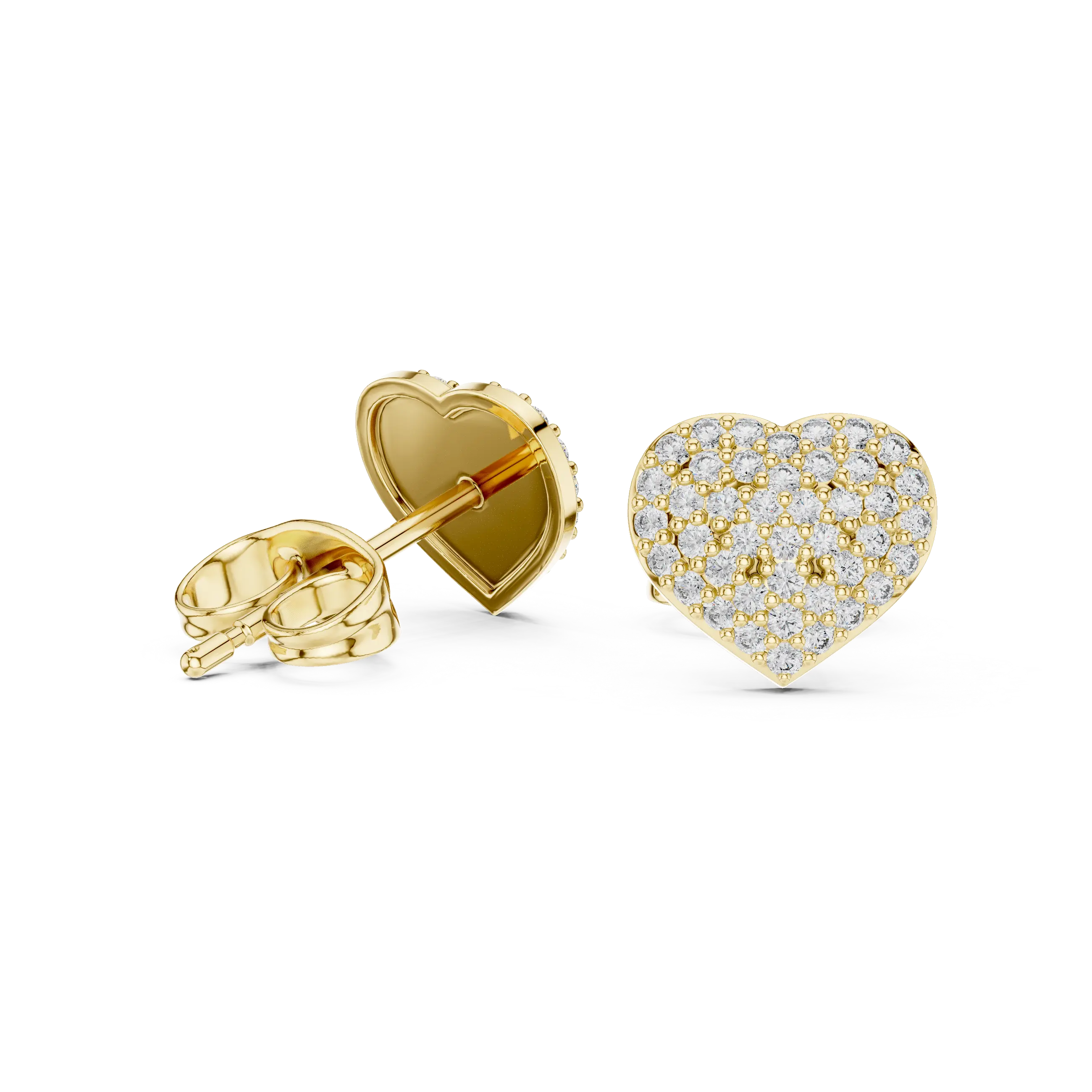 MJER77 - Glimmering Puffed Heart Post Earrings