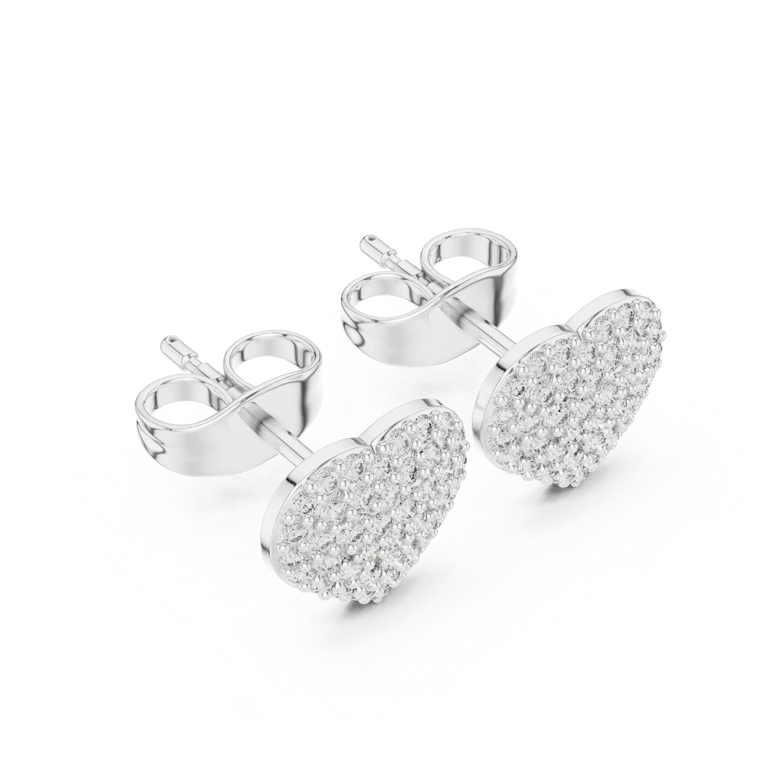 MJER77 - Glimmering Puffed Heart Post Earrings