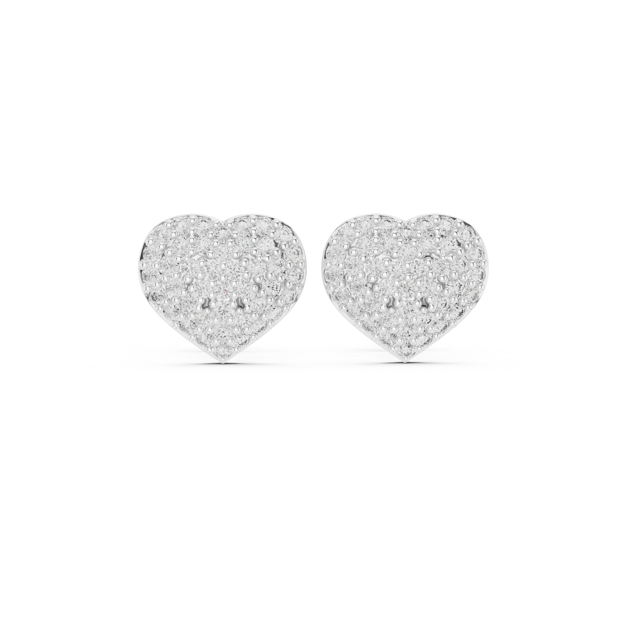 MJER77 - Glimmering Puffed Heart Post Earrings