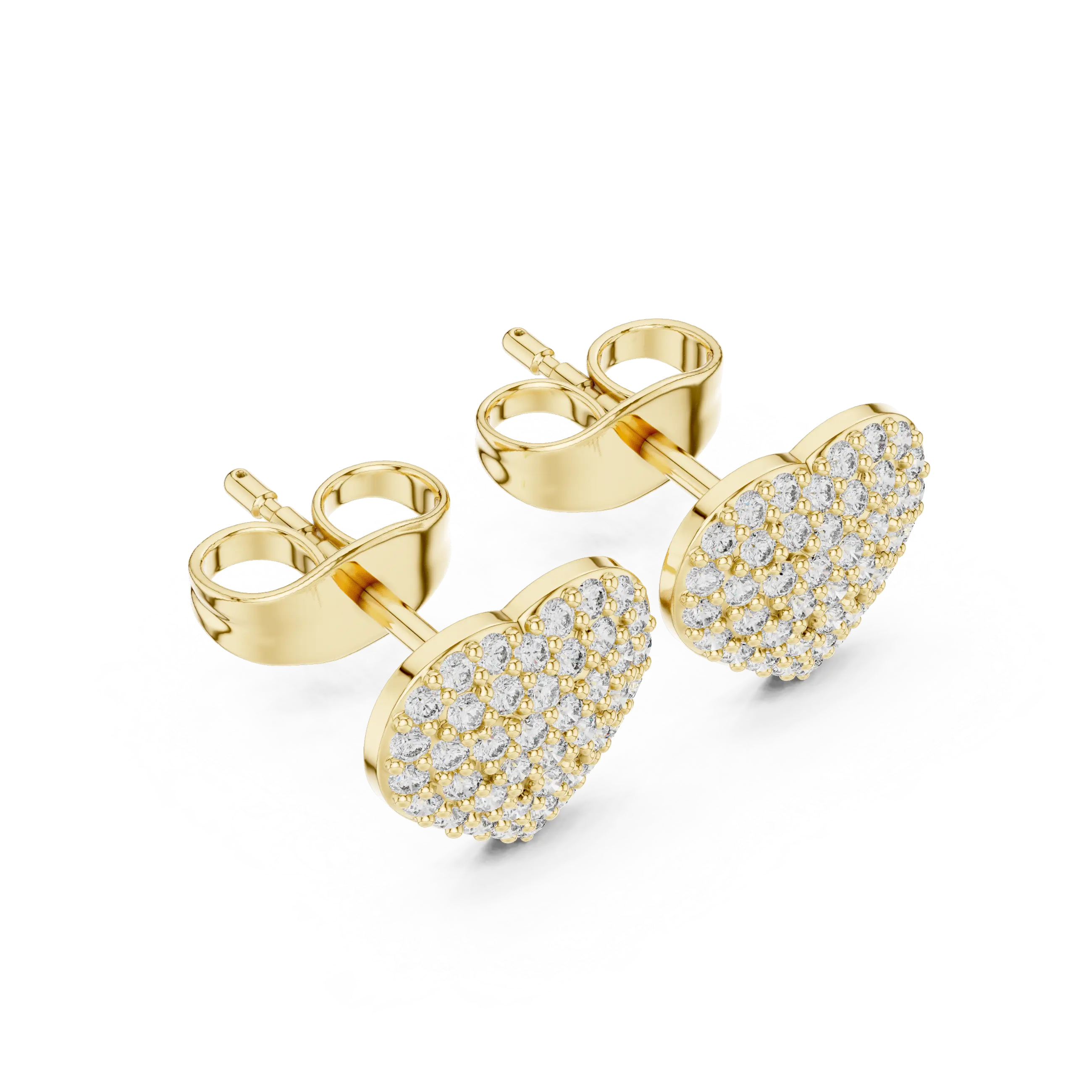 MJER77 - Glimmering Puffed Heart Post Earrings