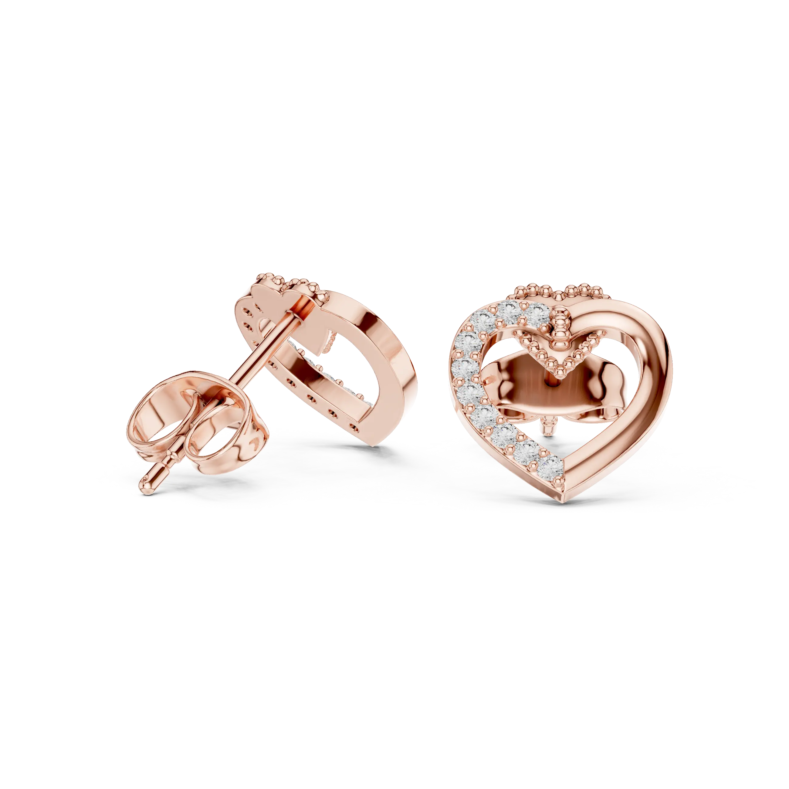 MJER46 - Open Heart Split Pavé Silhouette Studs