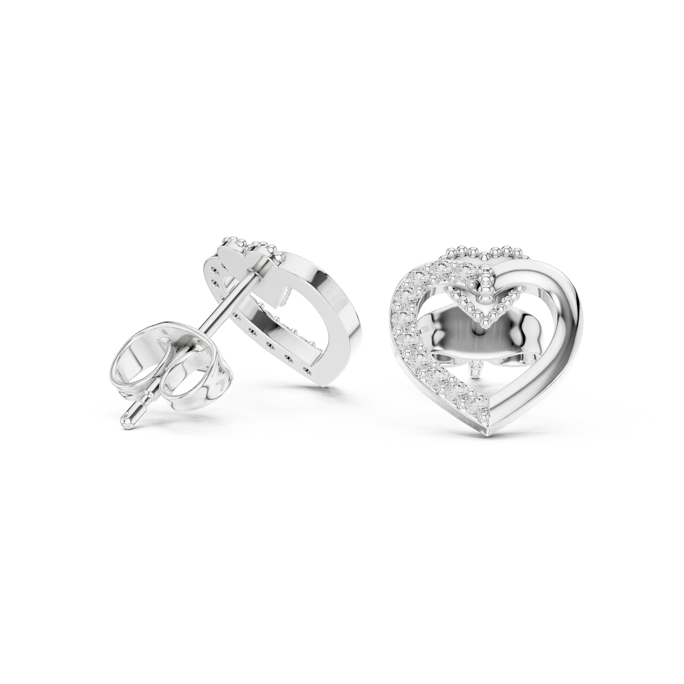 MJER46 - Open Heart Split Pavé Silhouette Studs