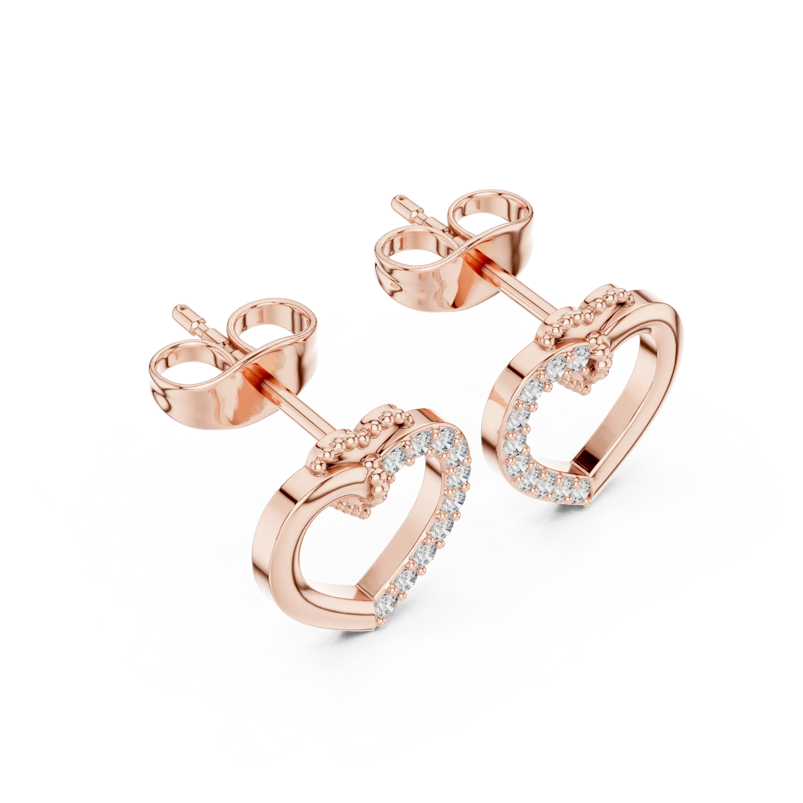 MJER46 - Open Heart Split Pavé Silhouette Studs