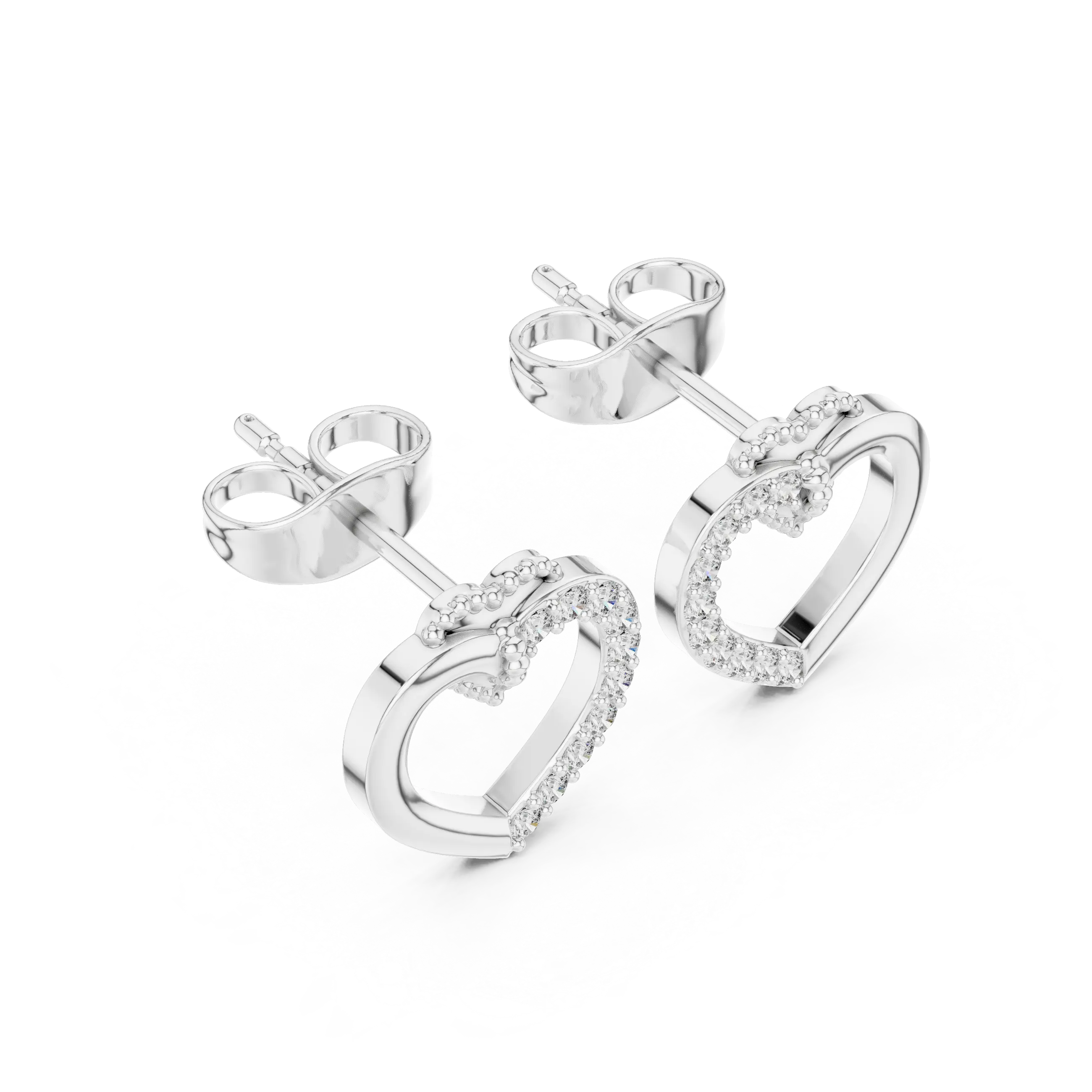 MJER46 - Open Heart Split Pavé Silhouette Studs