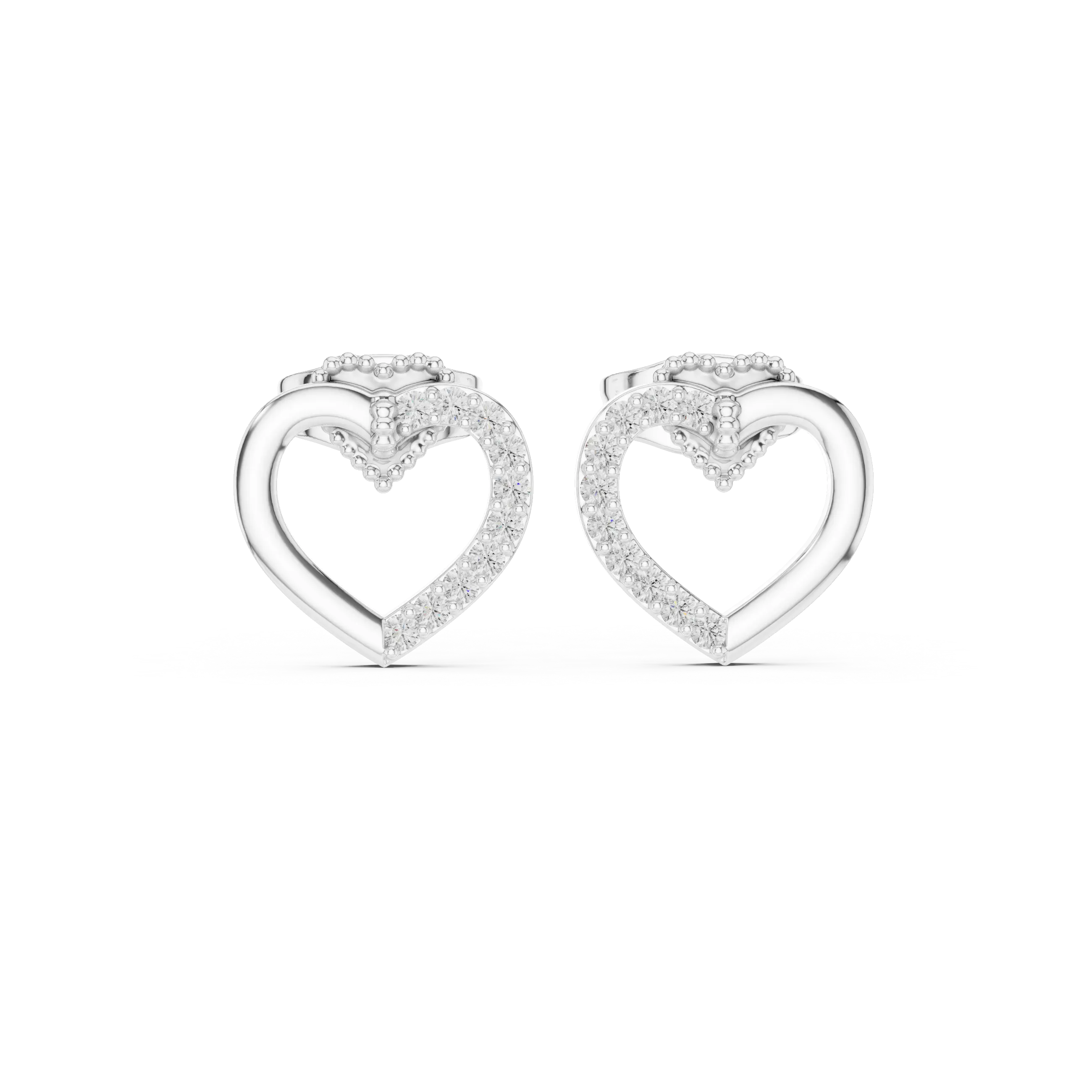 MJER46 - Open Heart Split Pavé Silhouette Studs