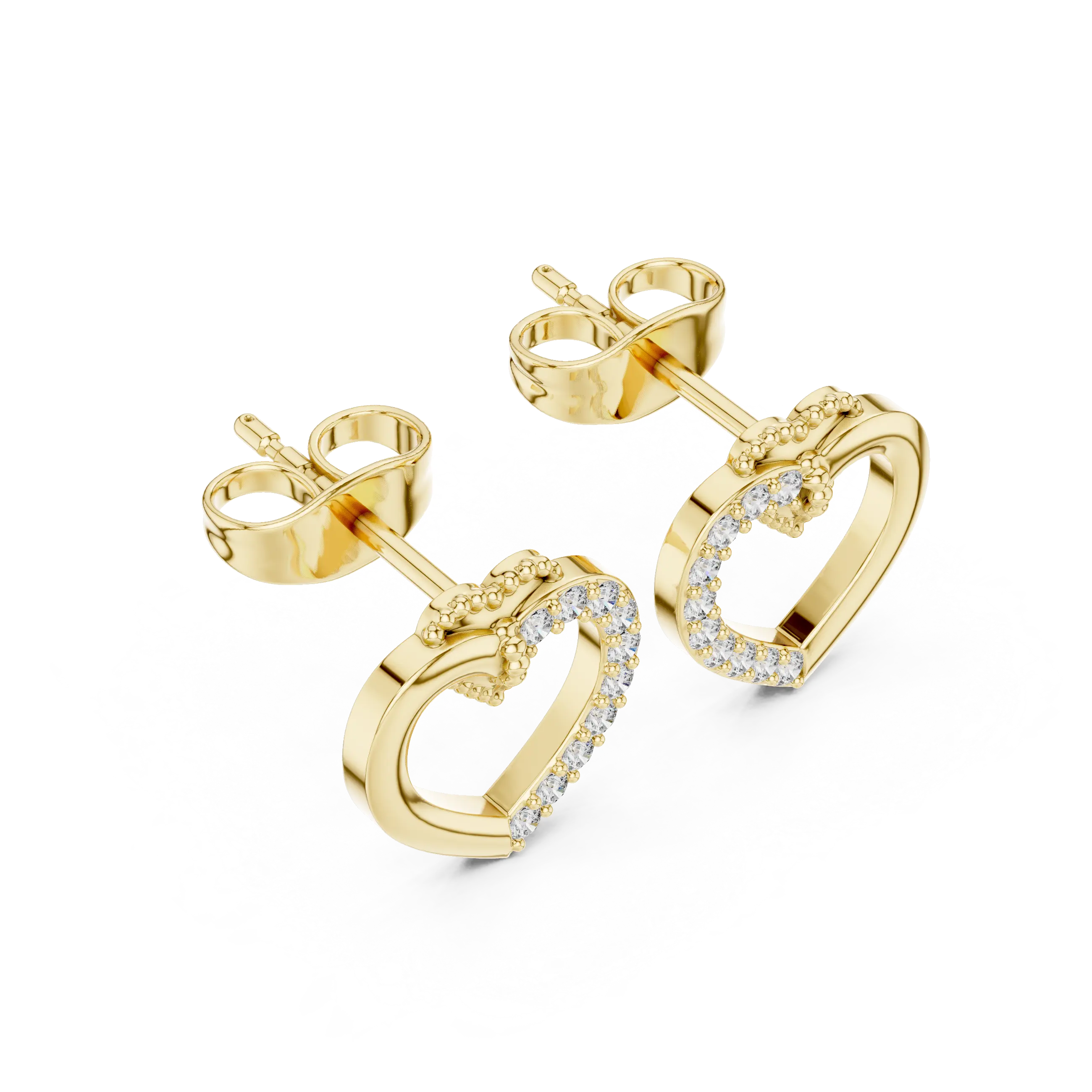 MJER46 - Open Heart Split Pavé Silhouette Studs