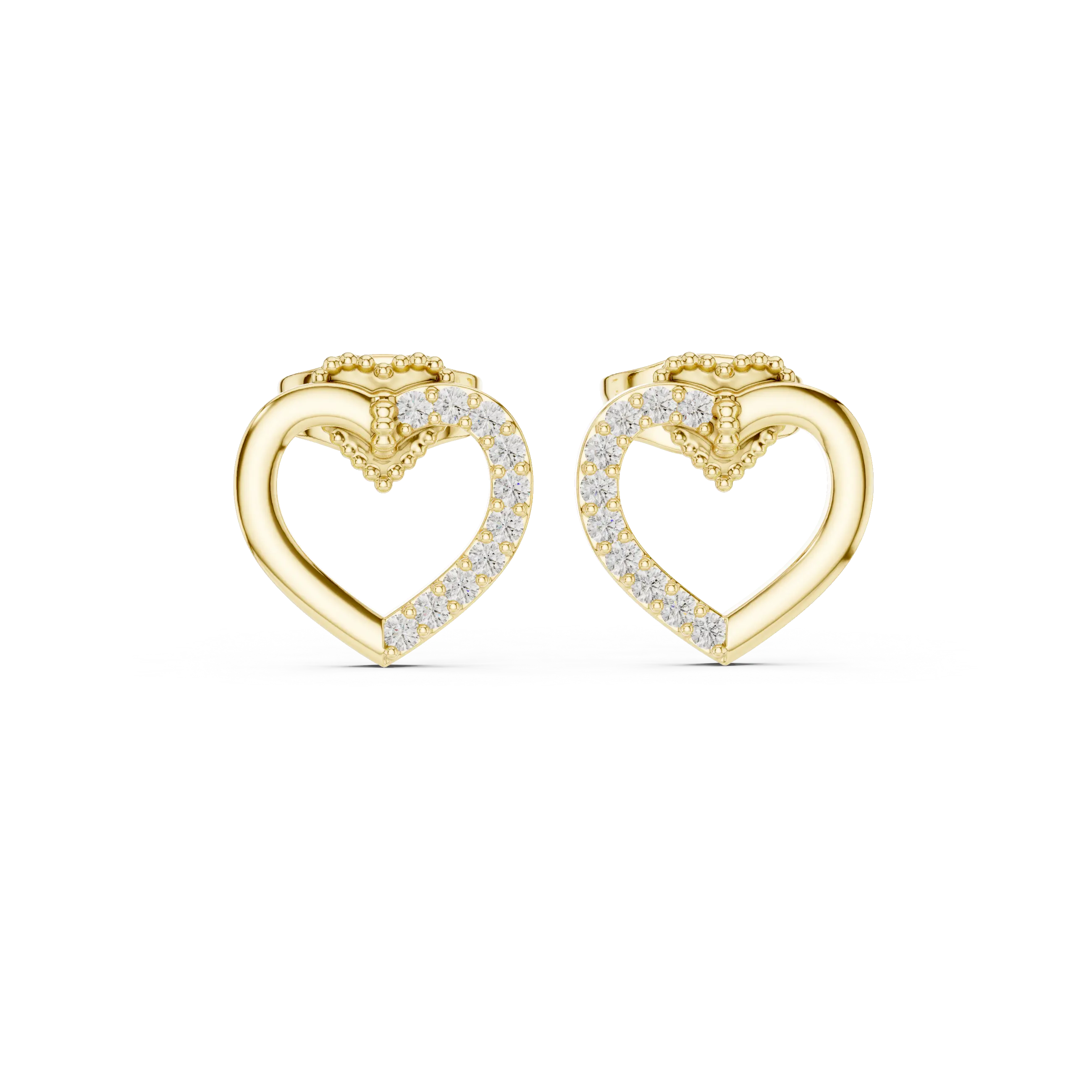 MJER46 - Open Heart Split Pavé Silhouette Studs