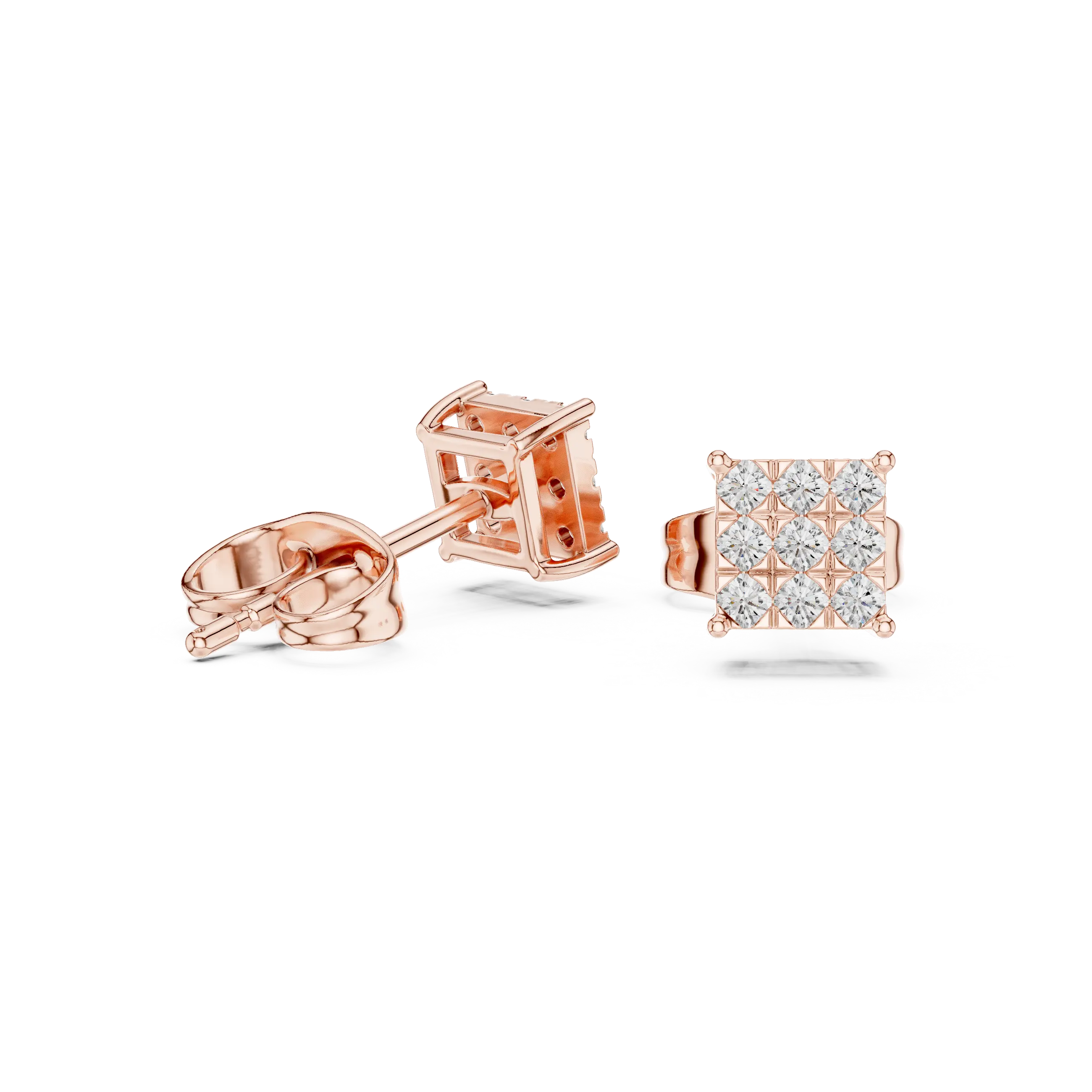 MJER42 - Princess-Style Nine-Stone Quad Studs