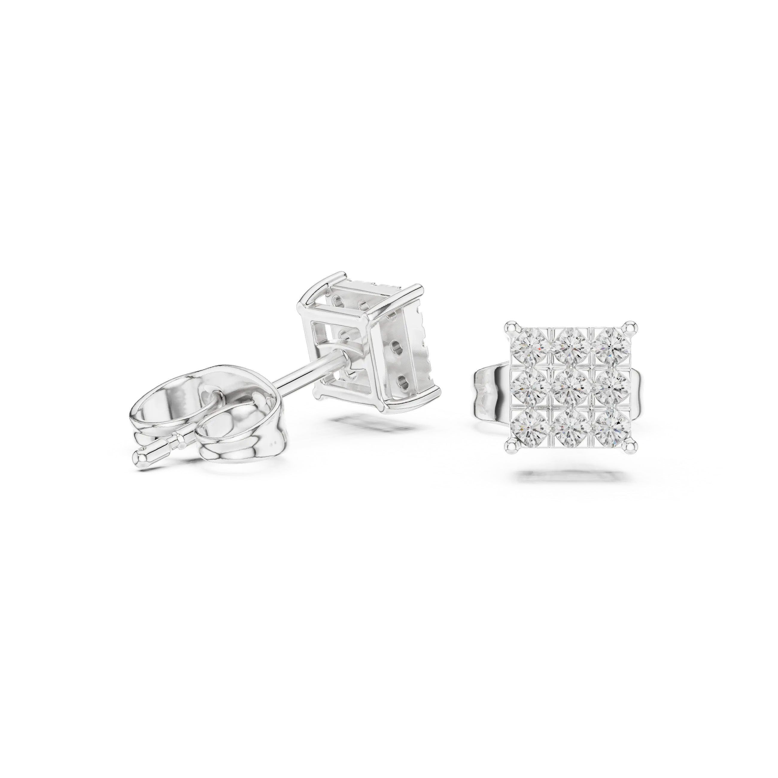 MJER42 - Princess-Style Nine-Stone Quad Studs