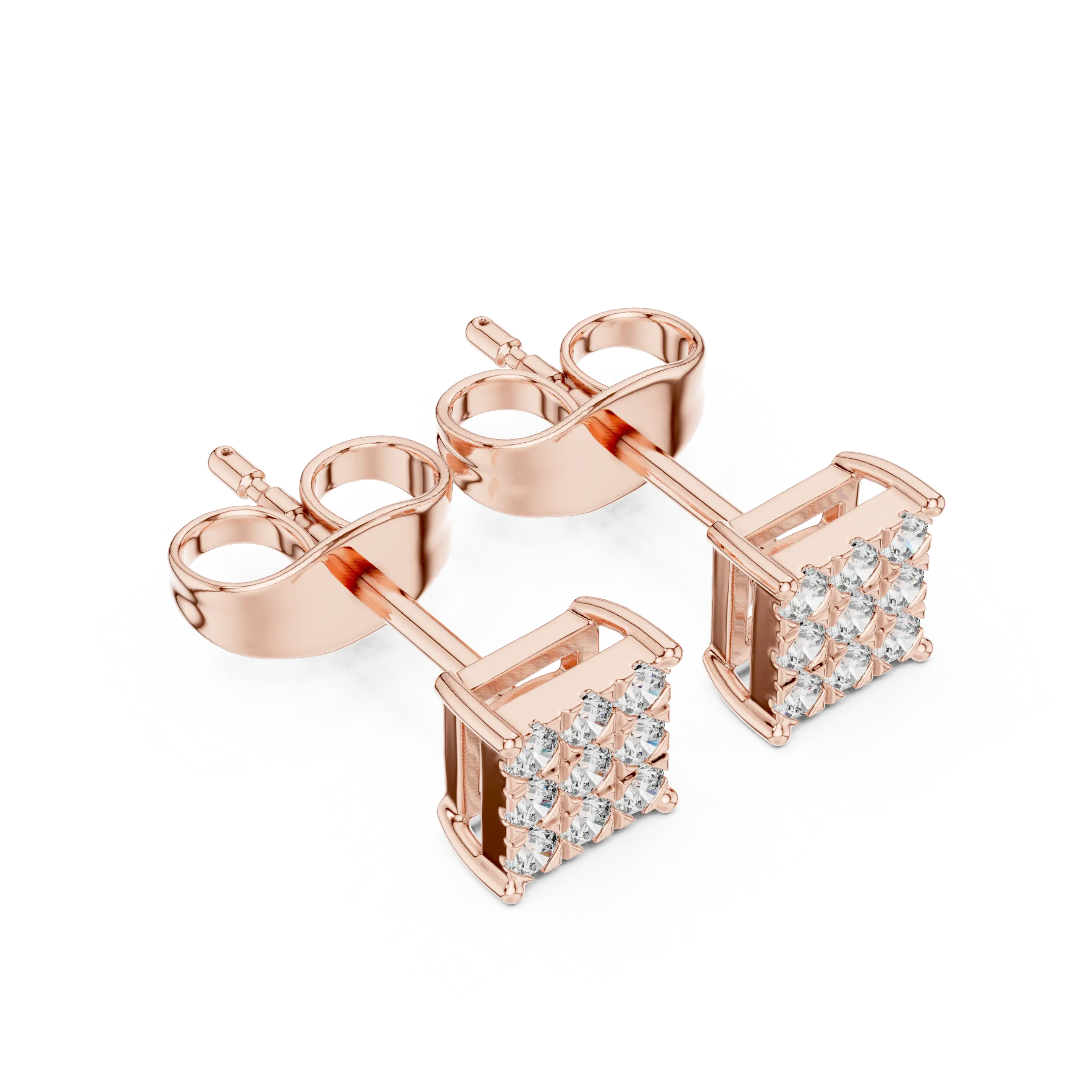 MJER42 - Princess-Style Nine-Stone Quad Studs