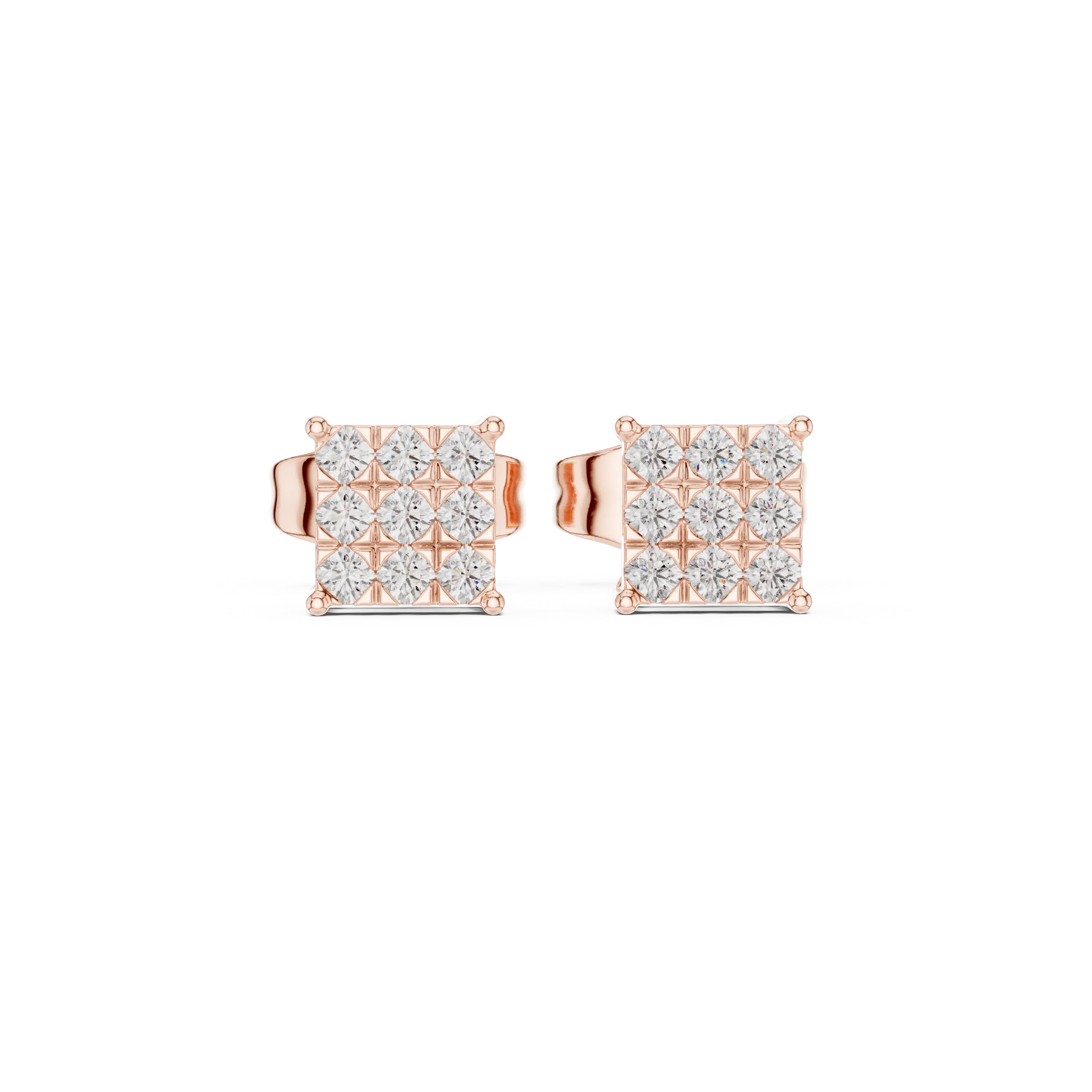 MJER42 - Princess-Style Nine-Stone Quad Studs