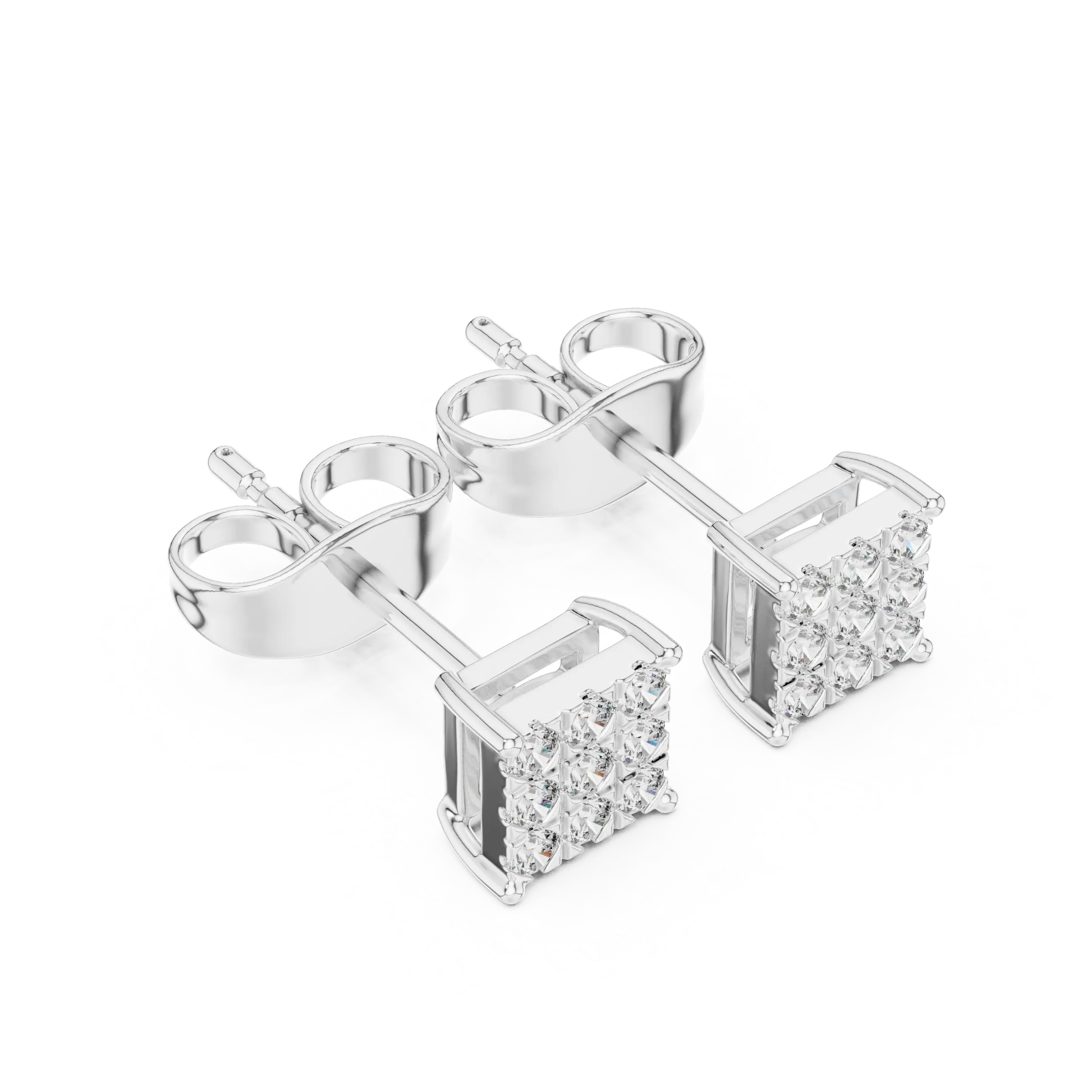 MJER42 - Princess-Style Nine-Stone Quad Studs
