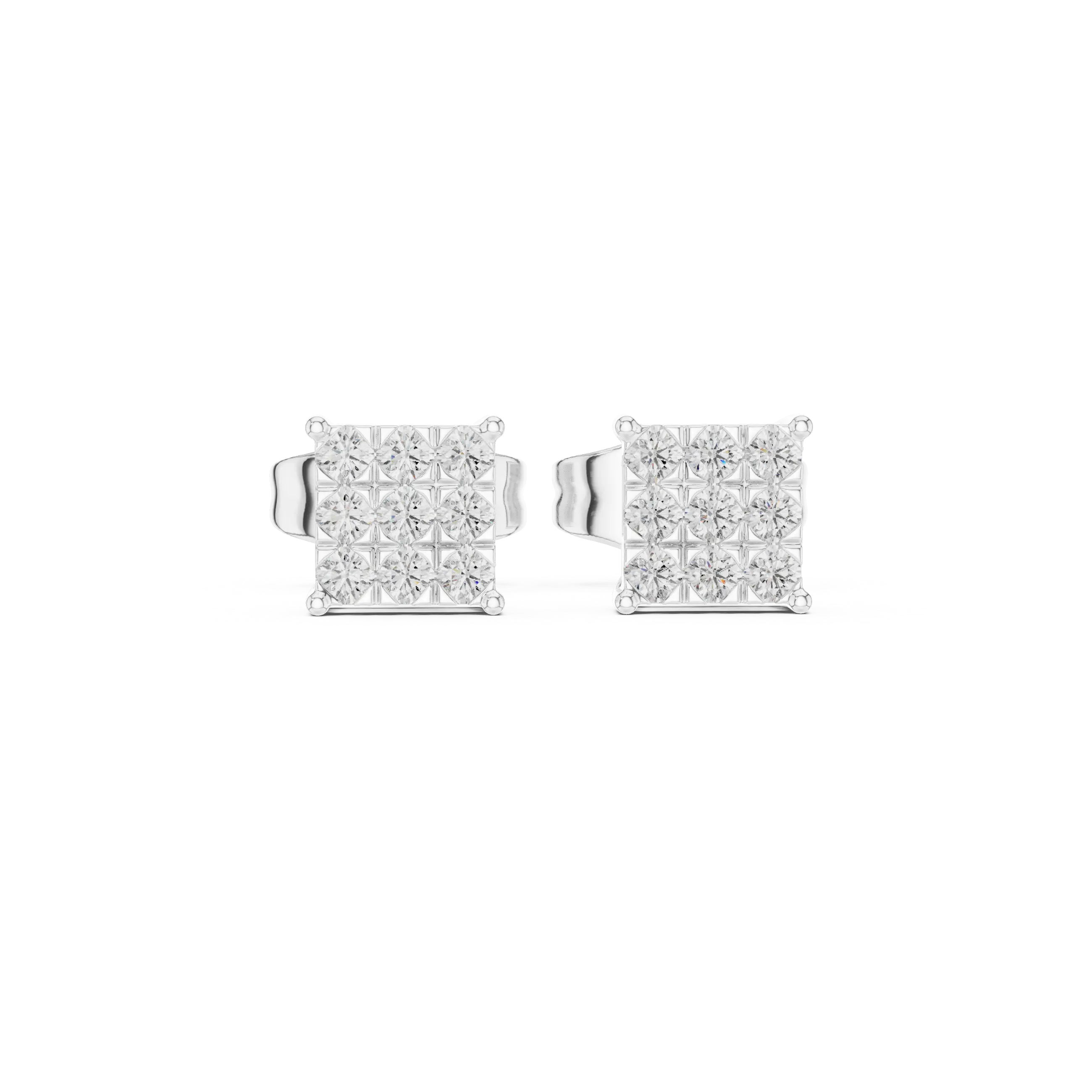 MJER42 - Princess-Style Nine-Stone Quad Studs
