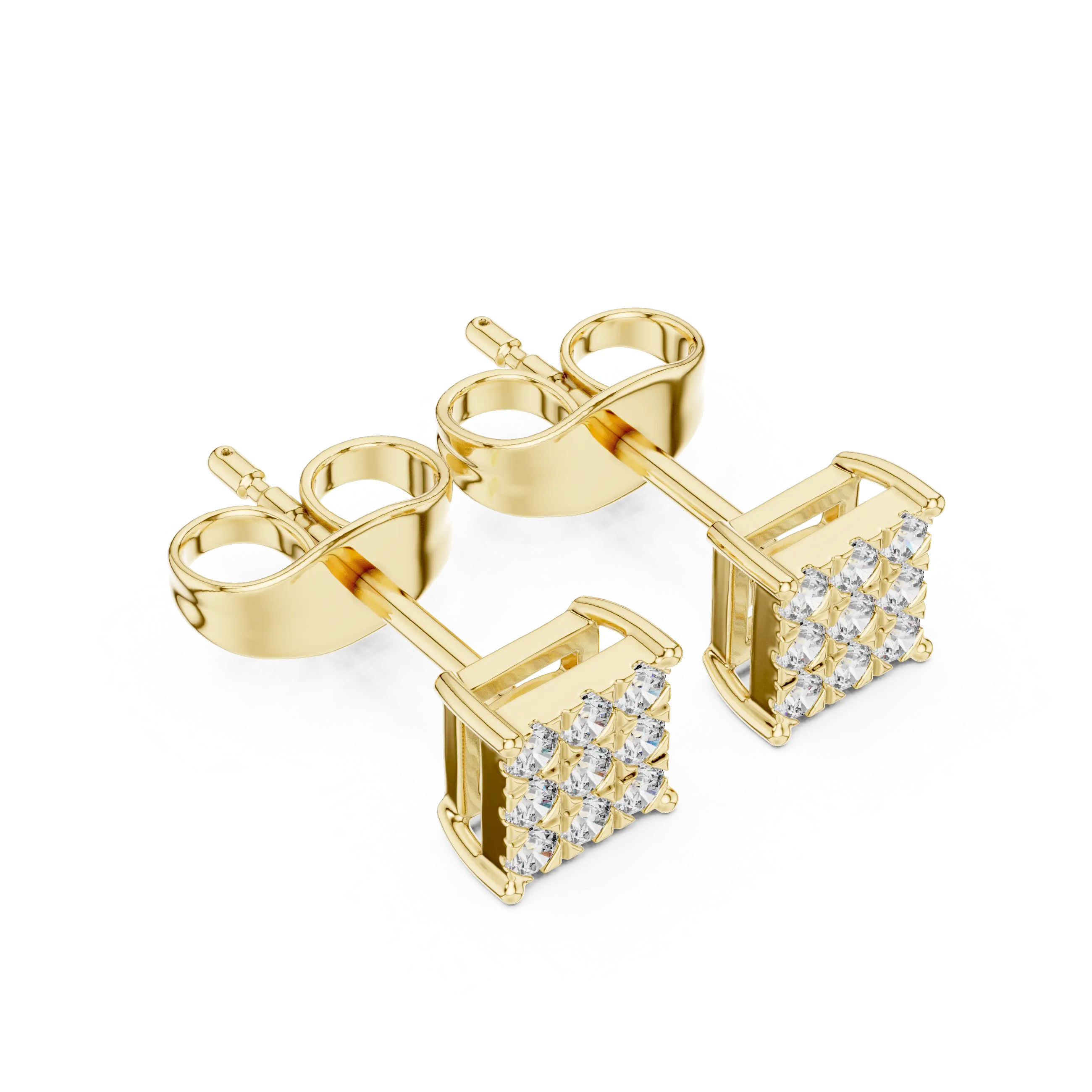 MJER42 - Princess-Style Nine-Stone Quad Studs