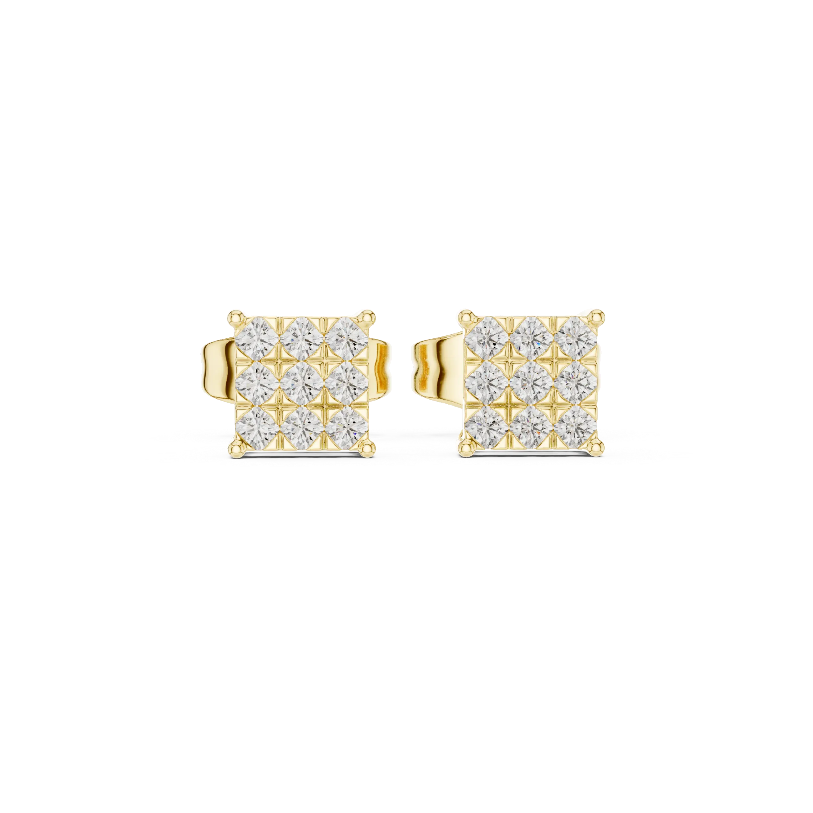 MJER42 - Princess-Style Nine-Stone Quad Studs