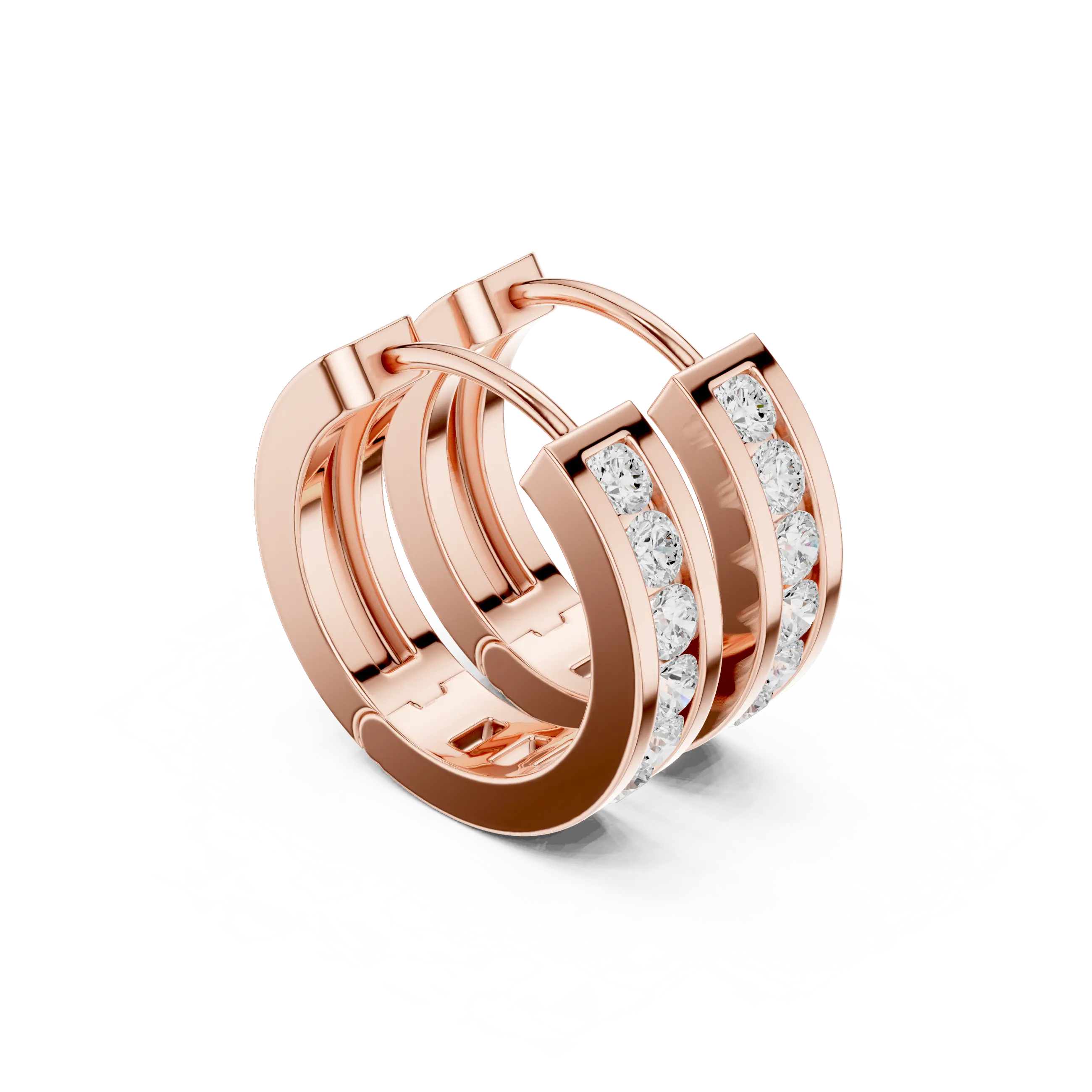 MJER47 - Channel-Set Diamond Huggie Hoop Earrings