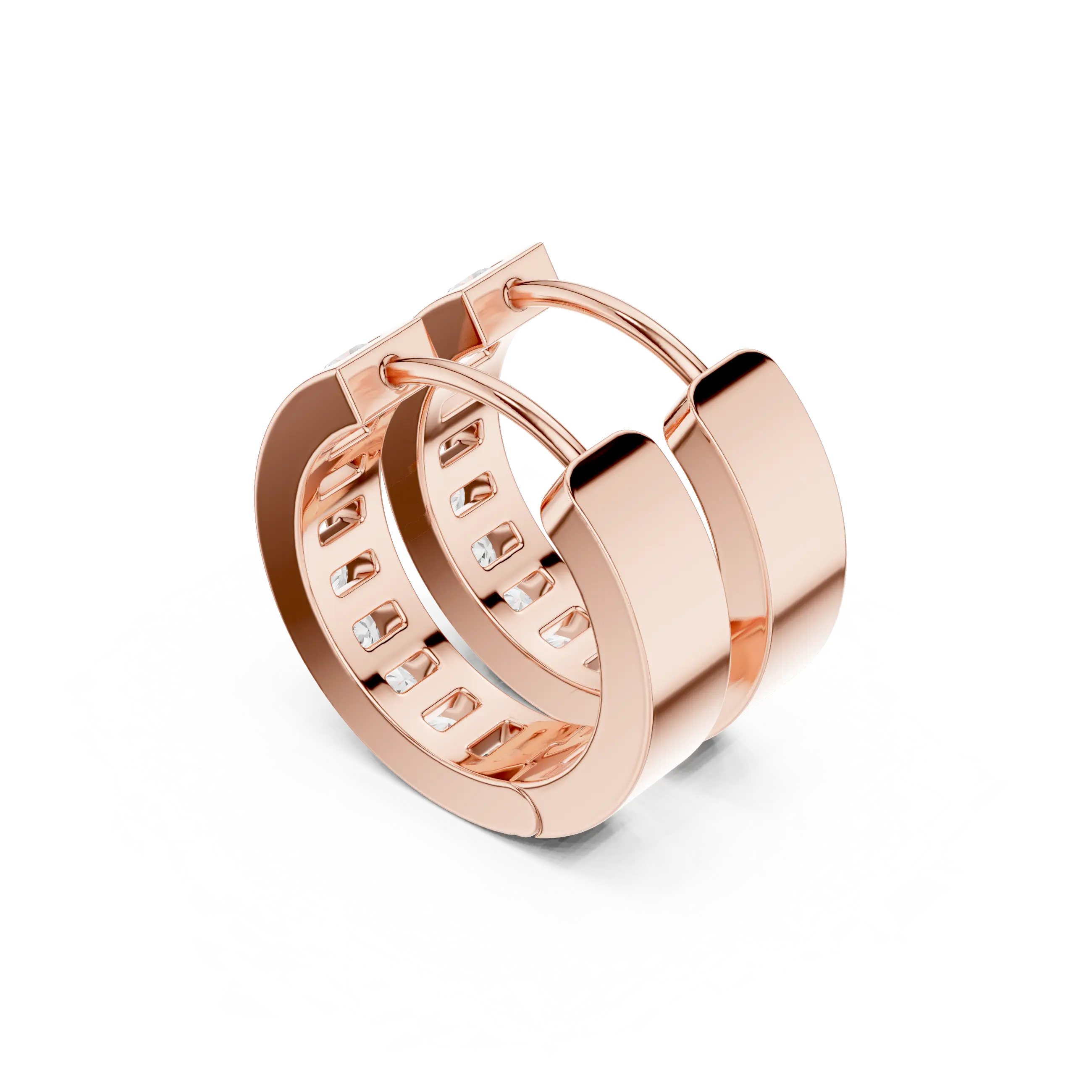 MJER47 - Channel-Set Diamond Huggie Hoop Earrings