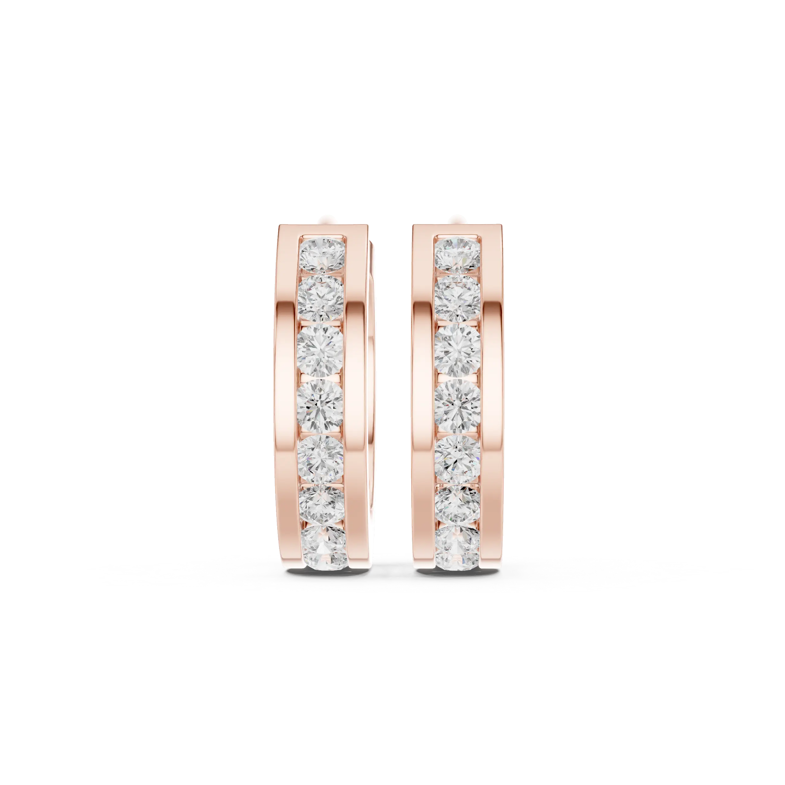 MJER47 - Channel-Set Diamond Huggie Hoop Earrings
