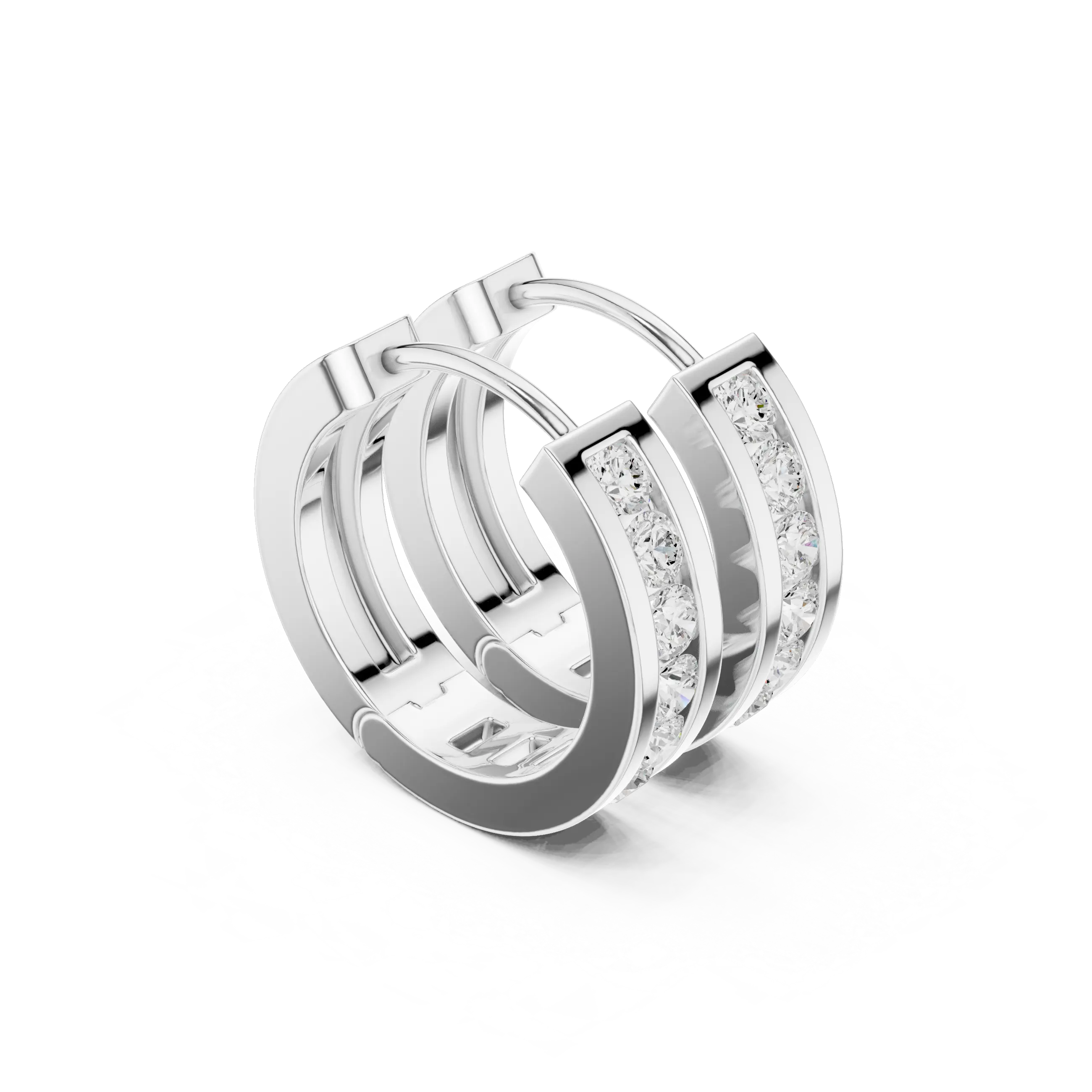 MJER47 - Channel-Set Diamond Huggie Hoop Earrings