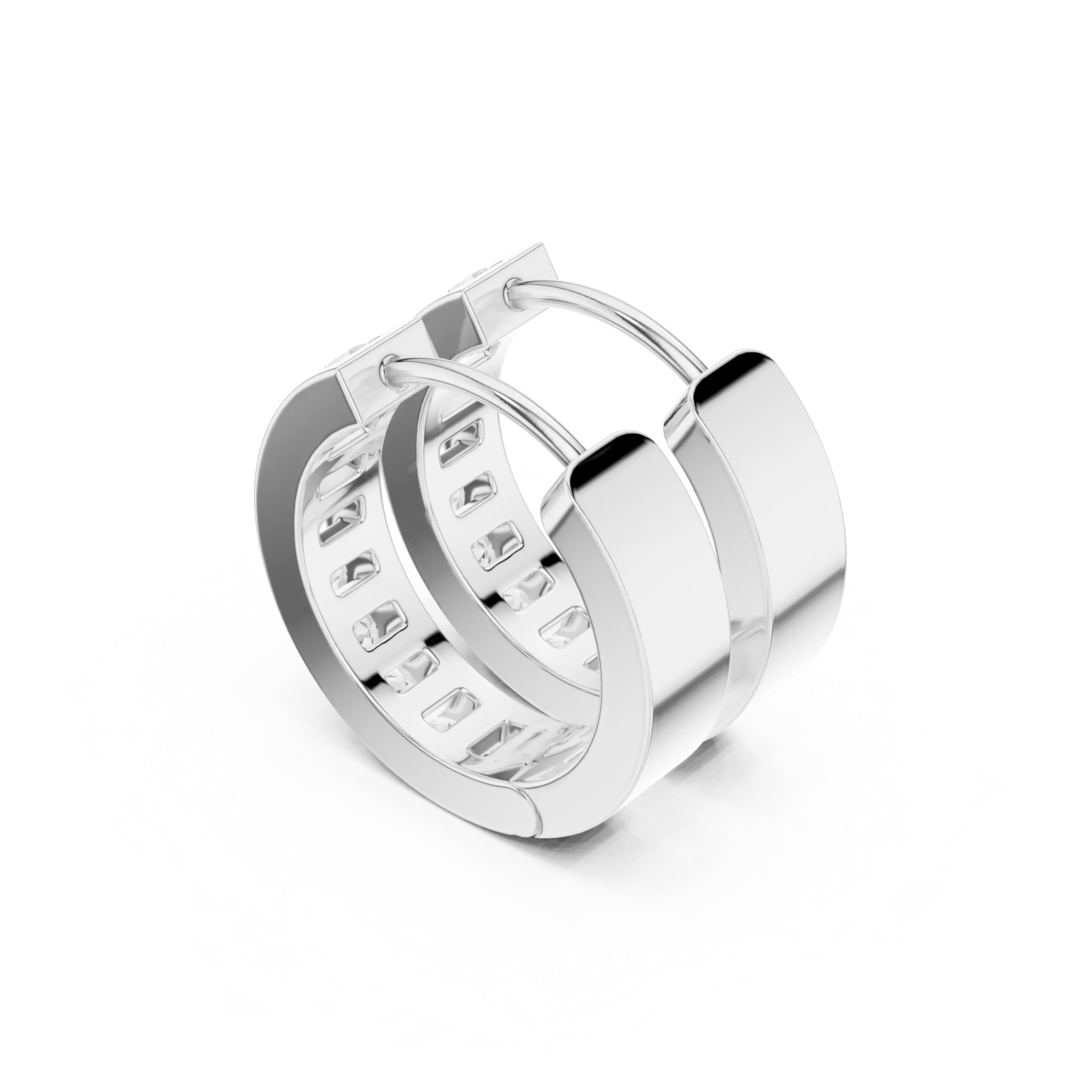 MJER47 - Channel-Set Diamond Huggie Hoop Earrings