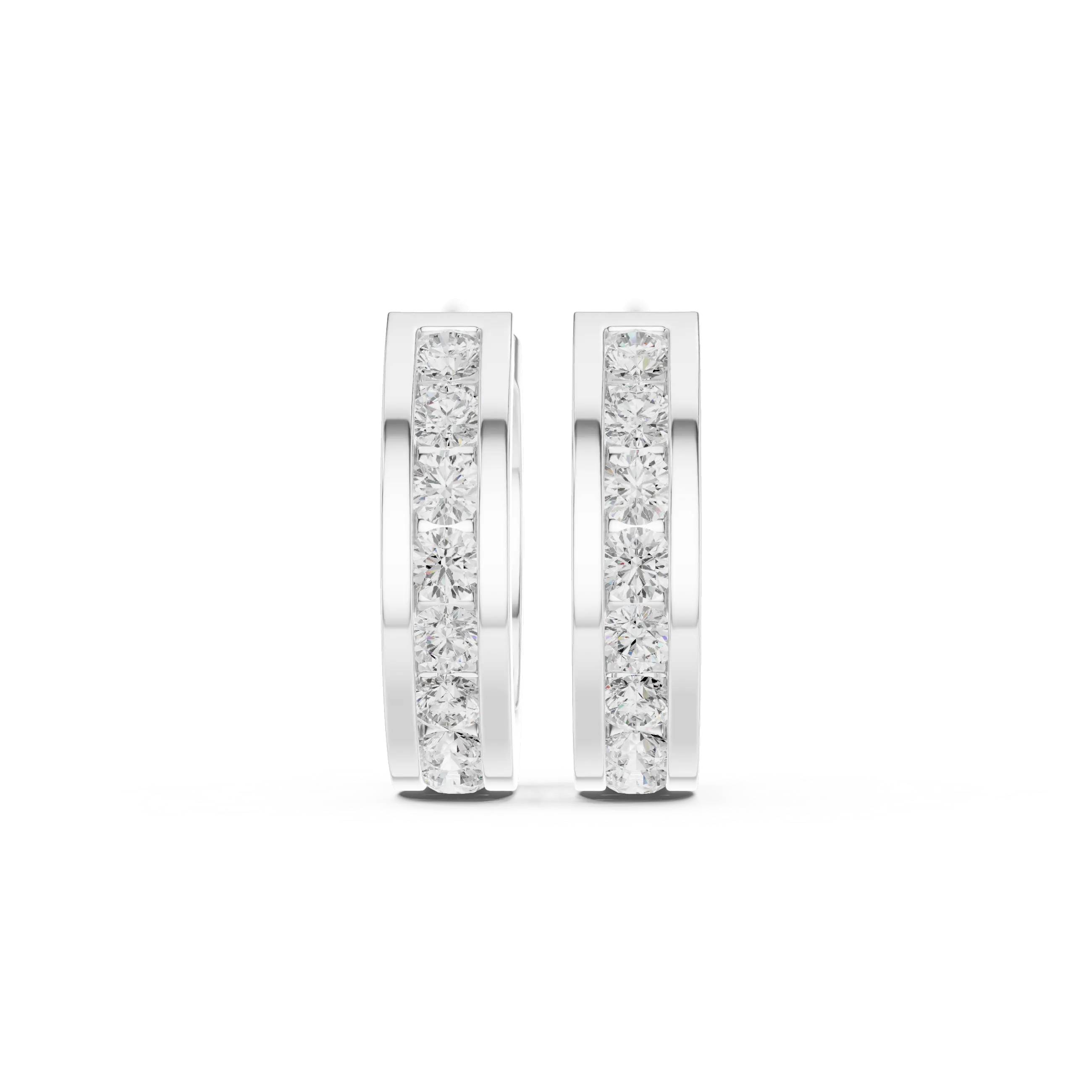 MJER47 - Channel-Set Diamond Huggie Hoop Earrings