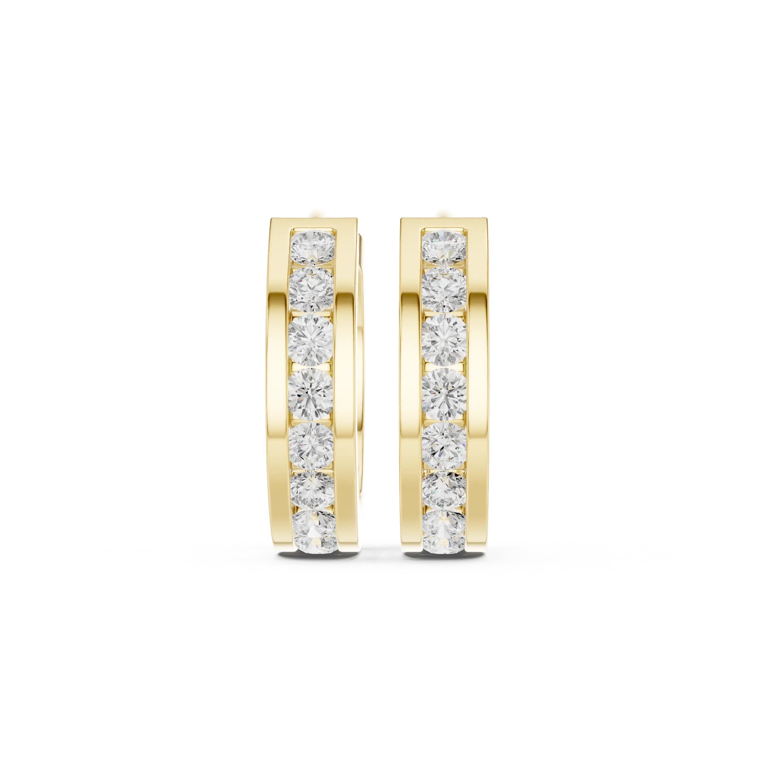 MJER47 - Channel-Set Diamond Huggie Hoop Earrings