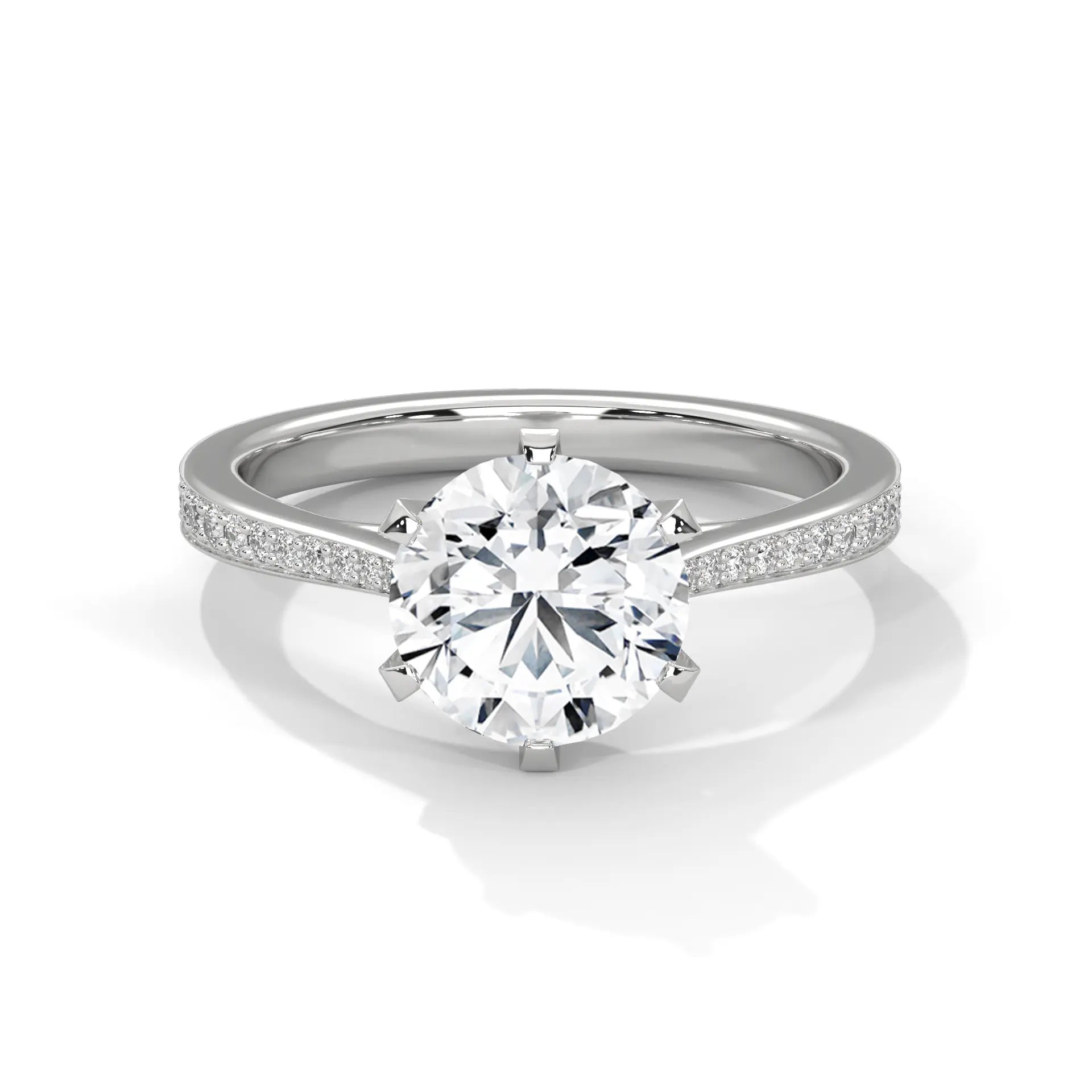 MJBS11 - Six-Claw Round Center Stone Brilliant Promise Ring