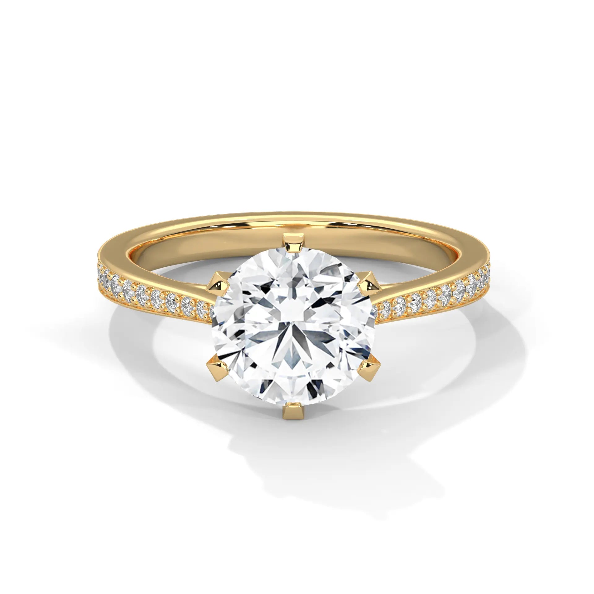 MJBS11 - Six-Claw Round Center Stone Brilliant Promise Ring